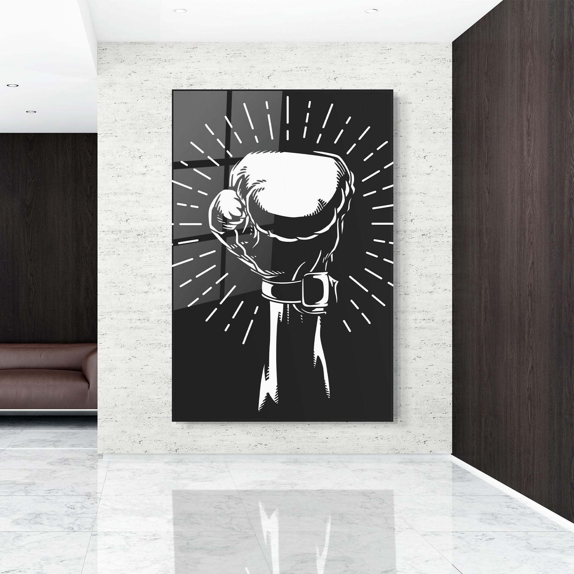 Tablou Sticla Grey Hand Boxing mockup 9