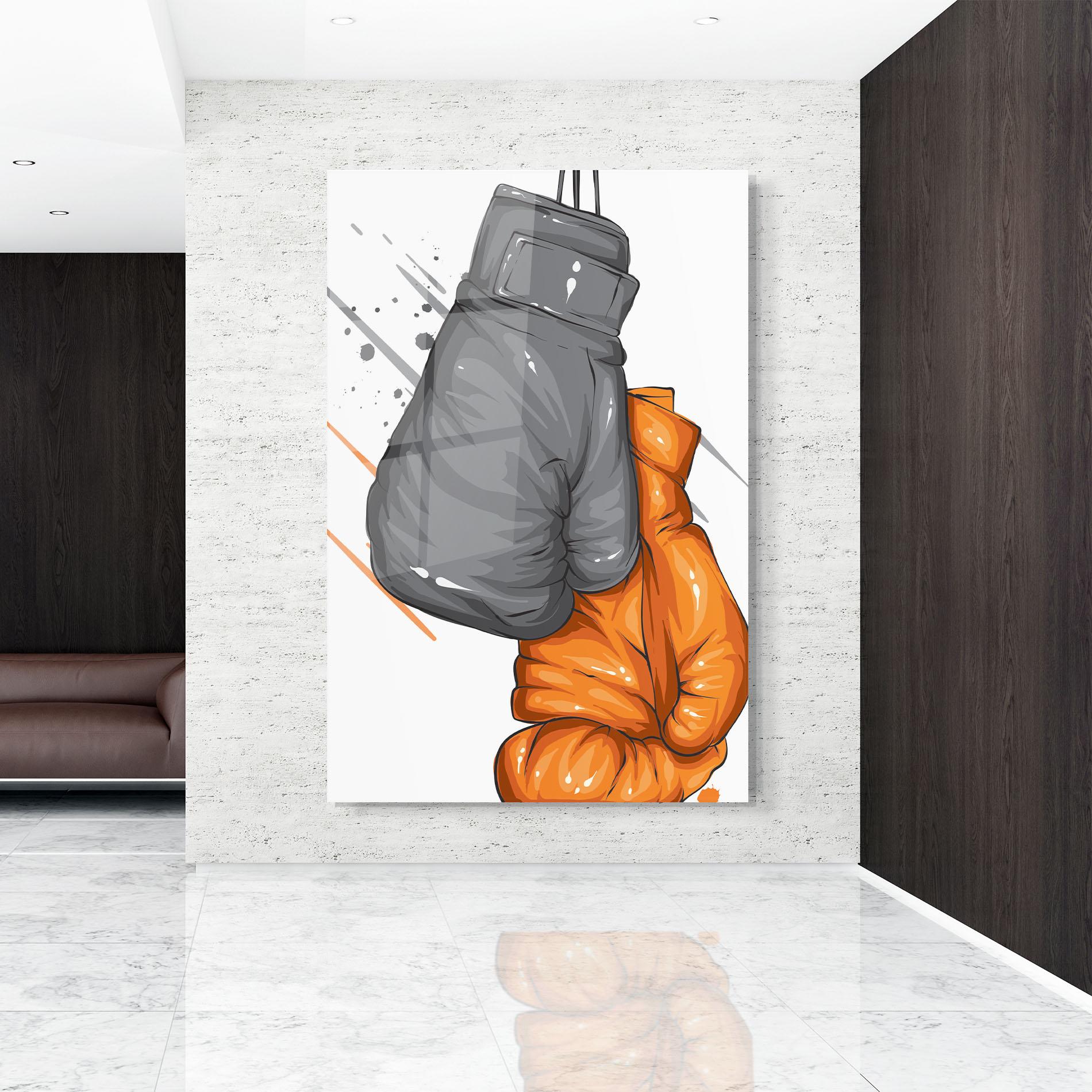 Tablou Sticla Grey Orange Glove mockup 9