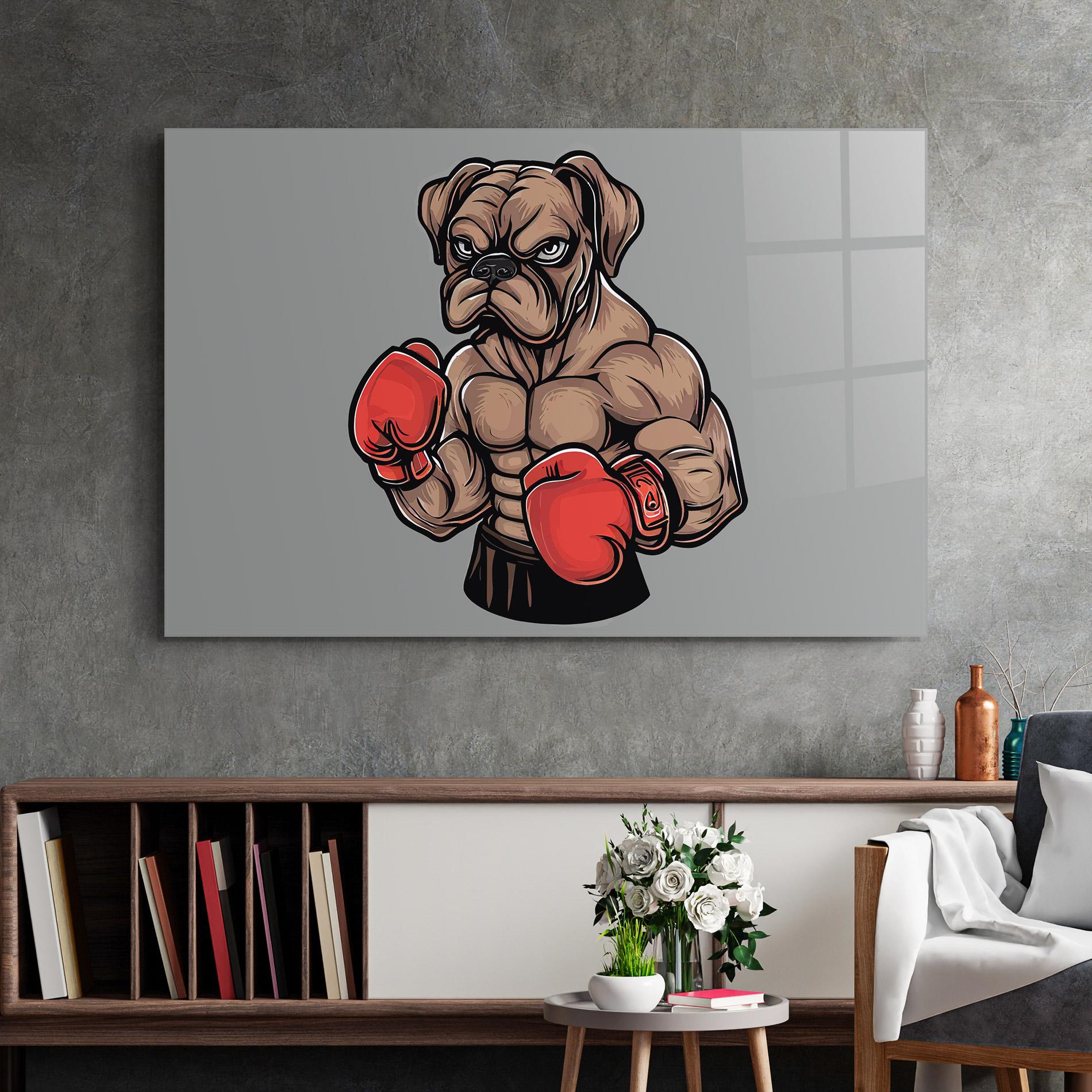 Tablou Sticla Boxer Dog mockup 2