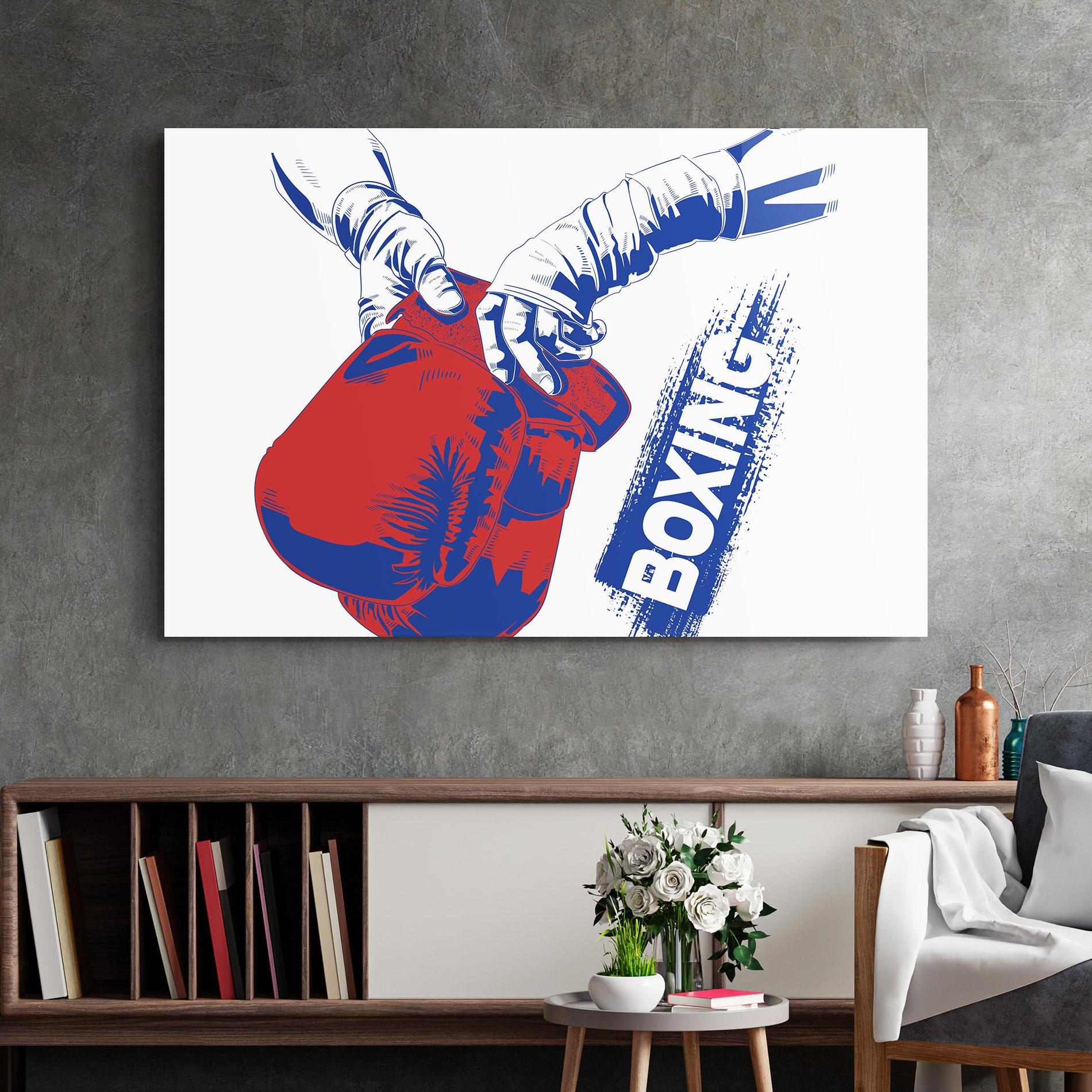 Tablou Sticla Boxing Blue mockup 2