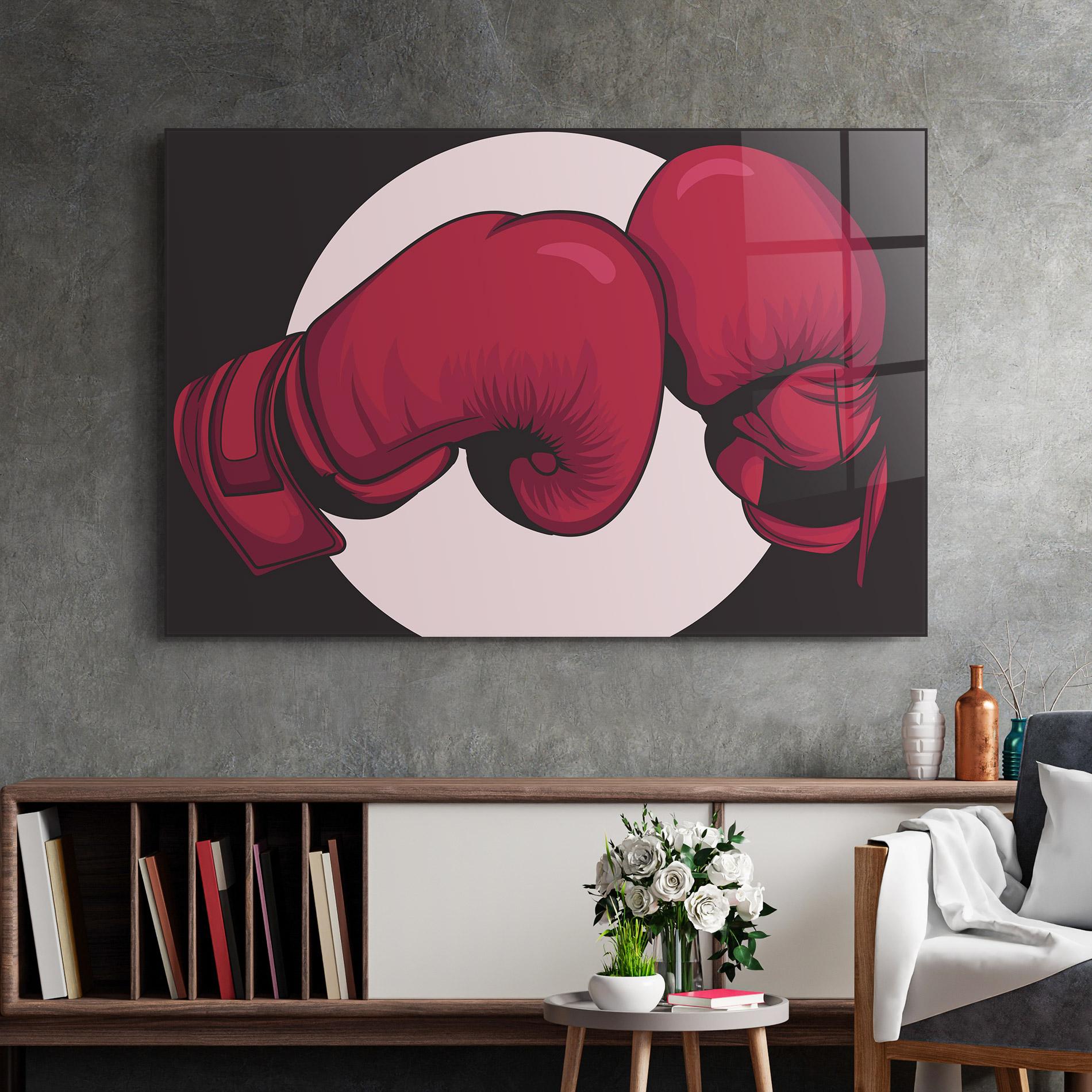 Tablou Sticla Boxing Cream Circle mockup 2