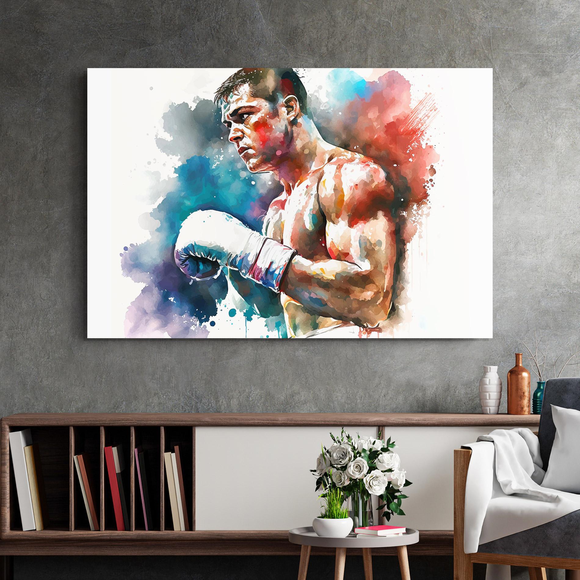 Tablou Sticla Boxing Red Blue mockup 2