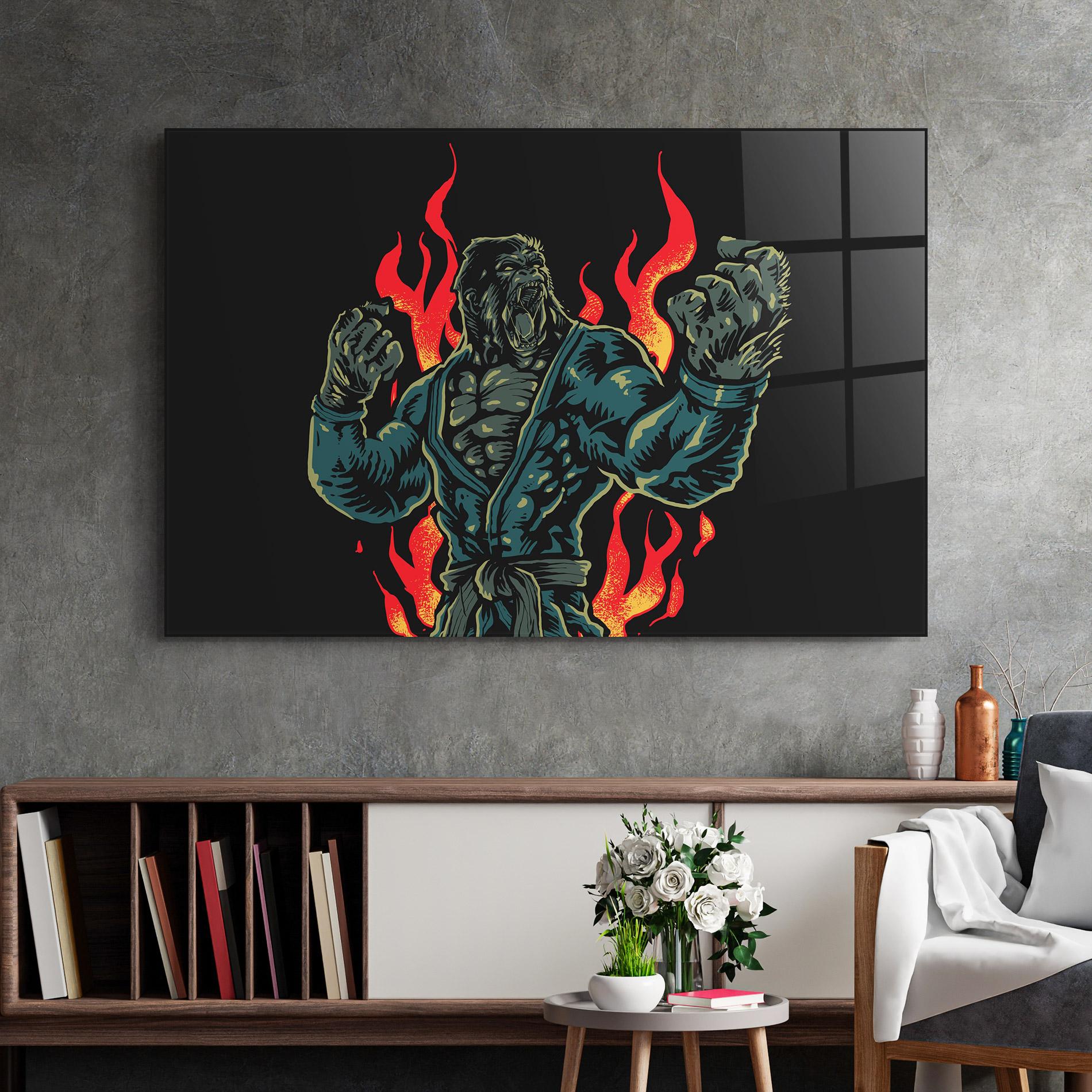 Tablou Sticla Gorilla Box Fighter mockup 2