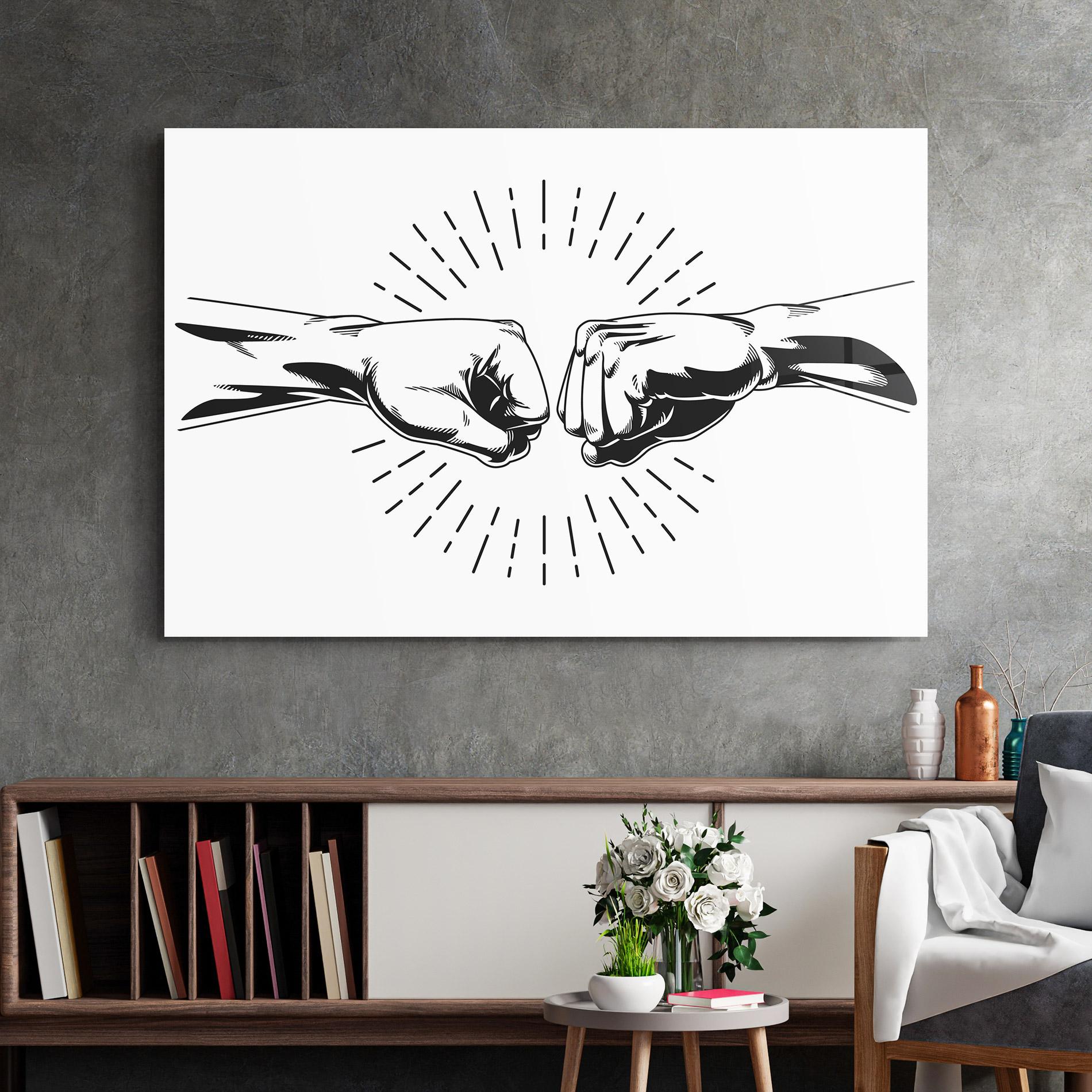 Tablou Sticla White Handshake Box mockup 2