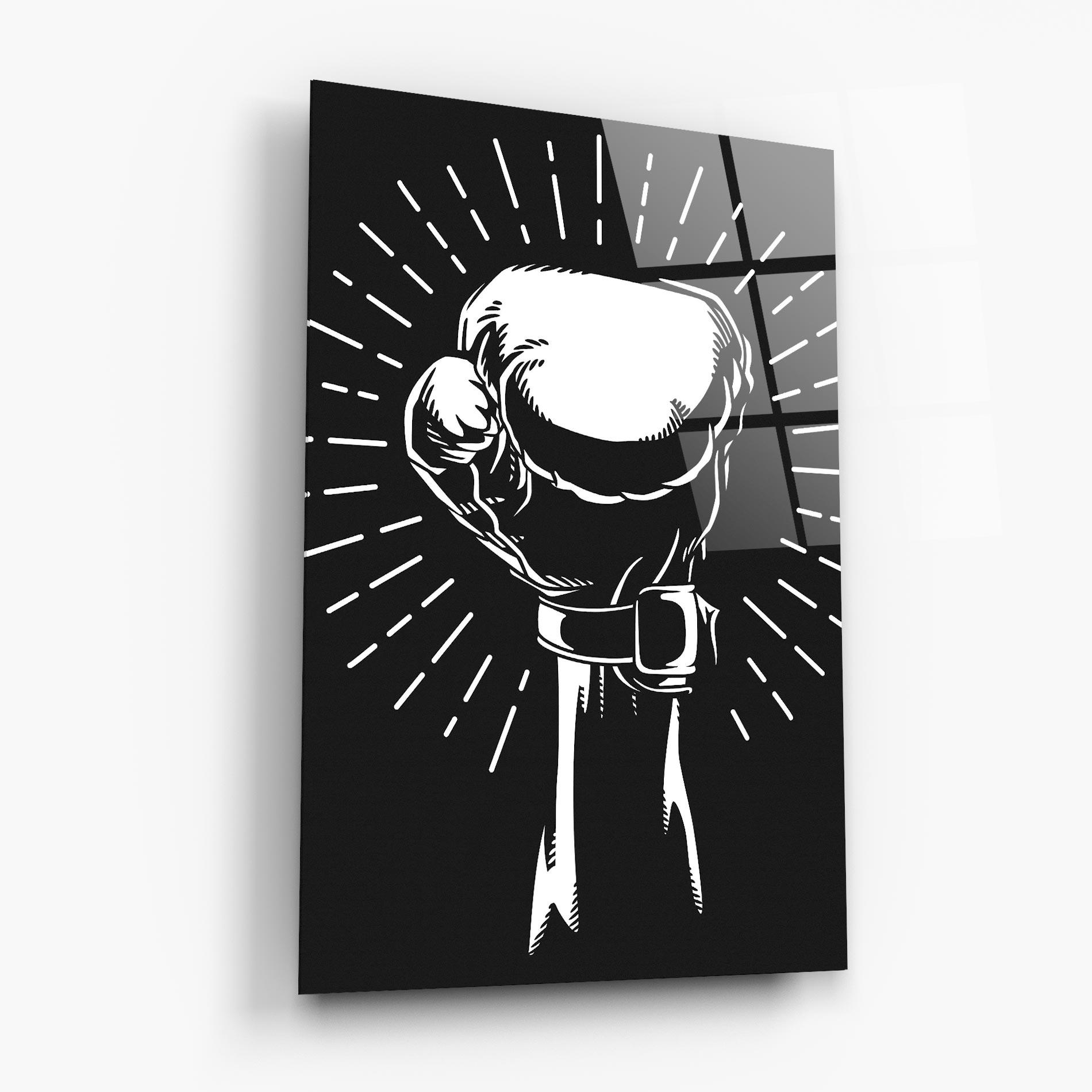 Tablou Sticla Grey Hand Boxing mockup 6