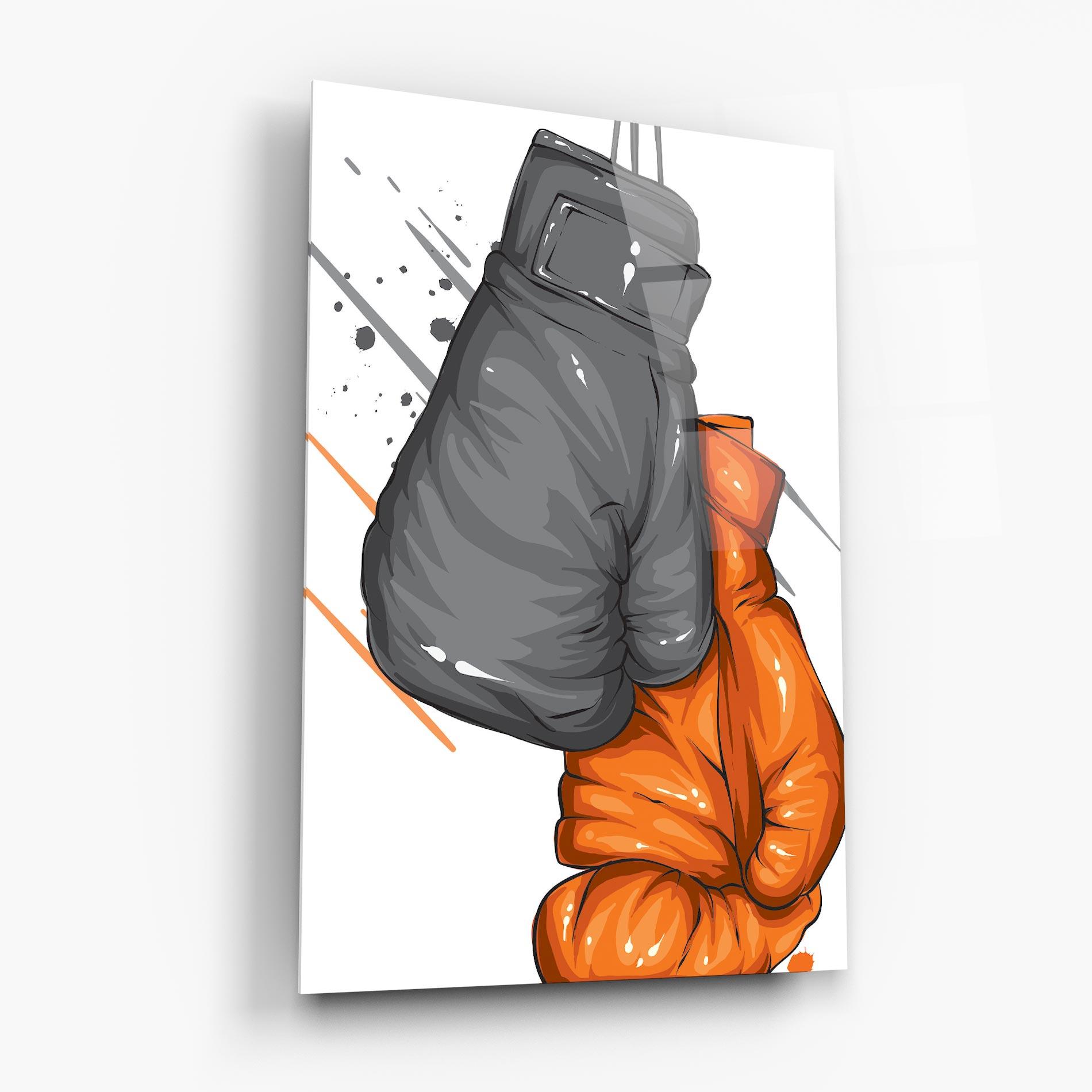 Tablou Sticla Grey Orange Glove mockup 6