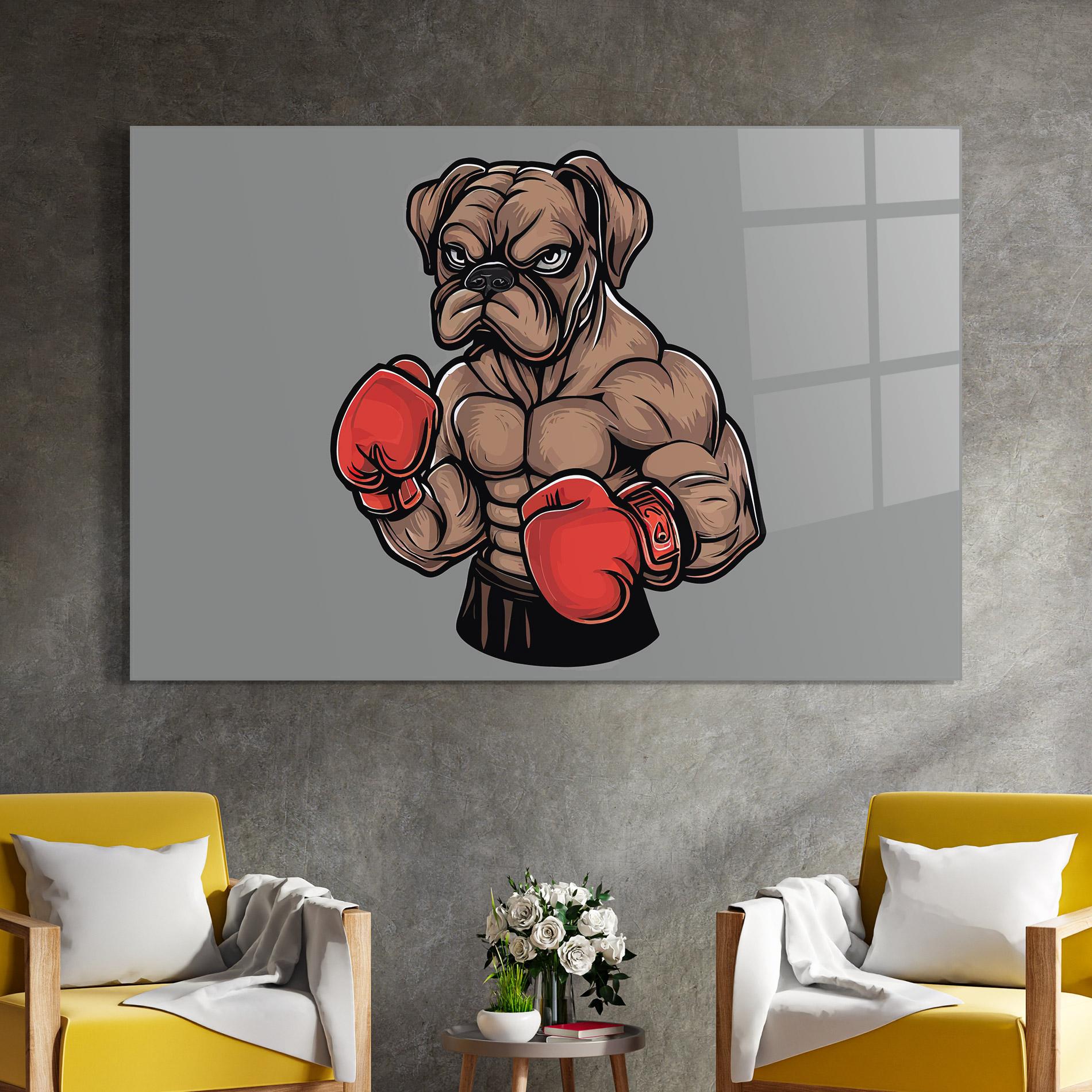Tablou Sticla Boxer Dog mockup 4