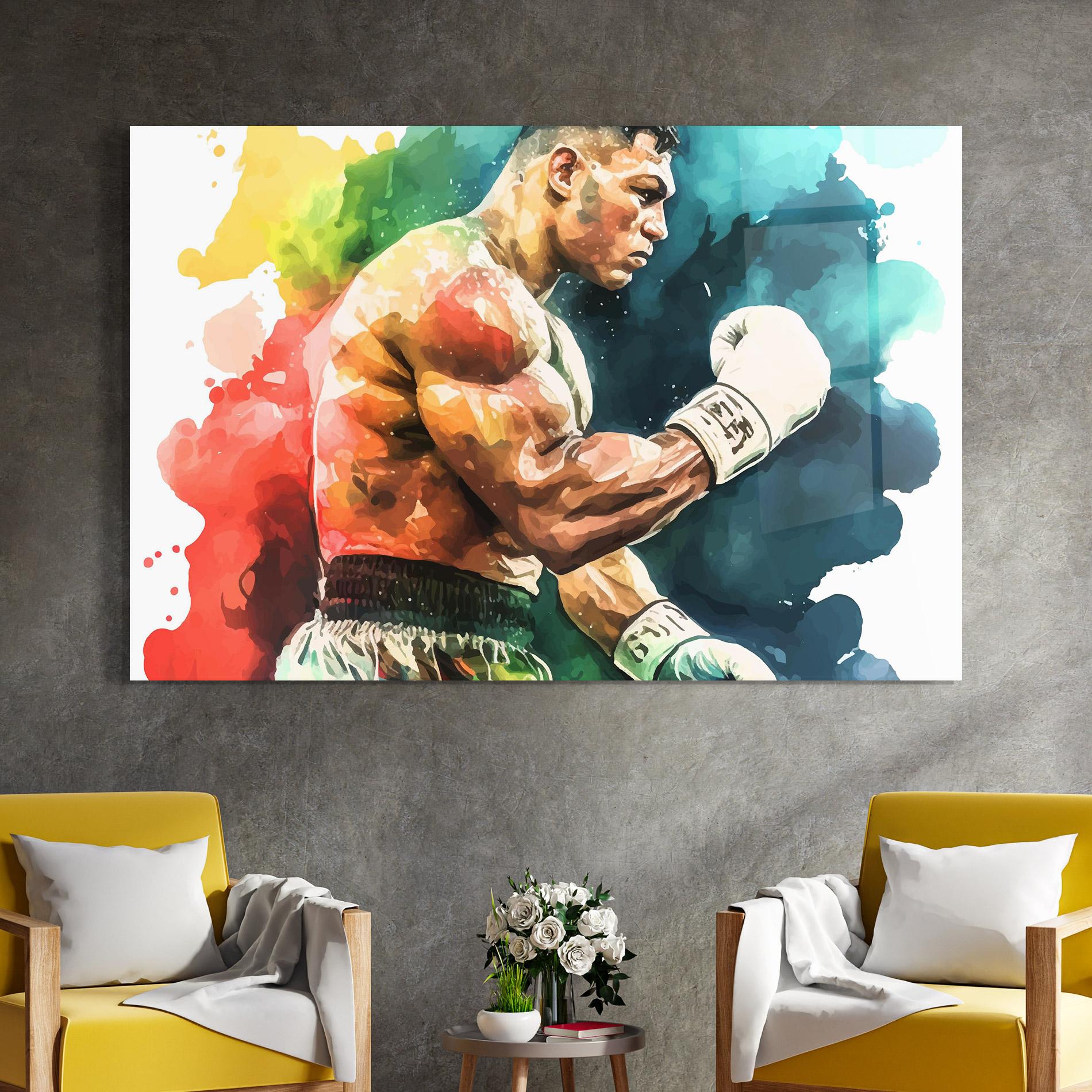 Tablou Sticla Boxing Blue Red mockup 4