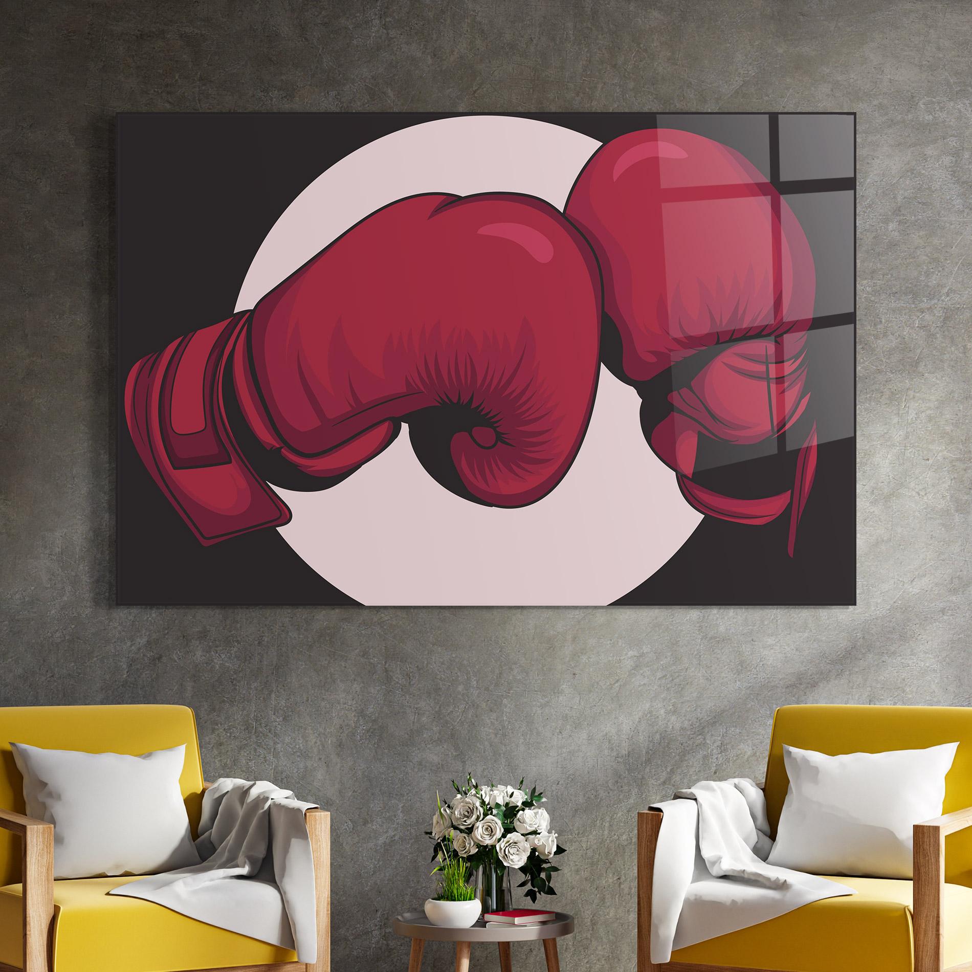 Tablou Sticla Boxing Cream Circle mockup 4