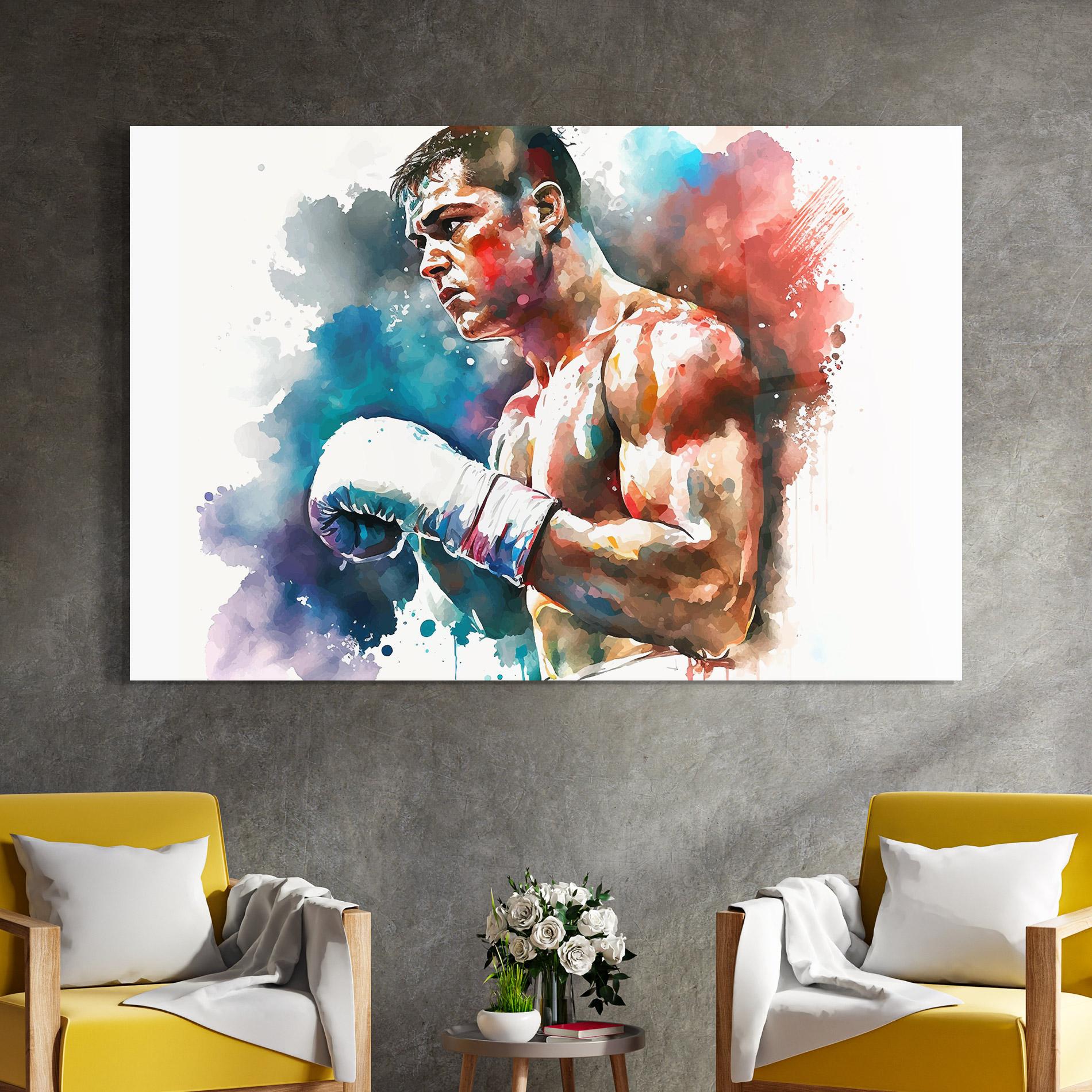 Tablou Sticla Boxing Red Blue mockup 4