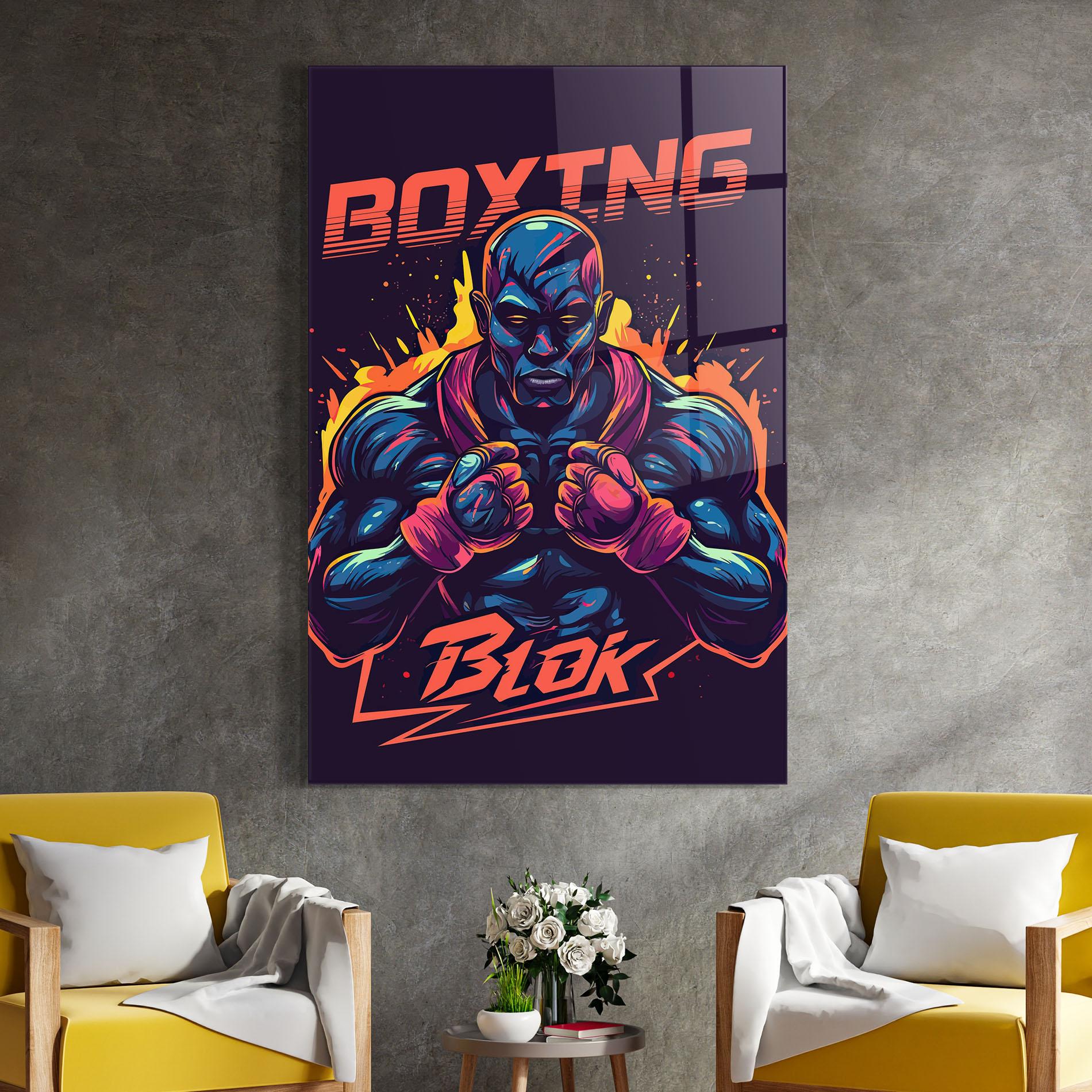Tablou Sticla Boxing Blok mockup 4