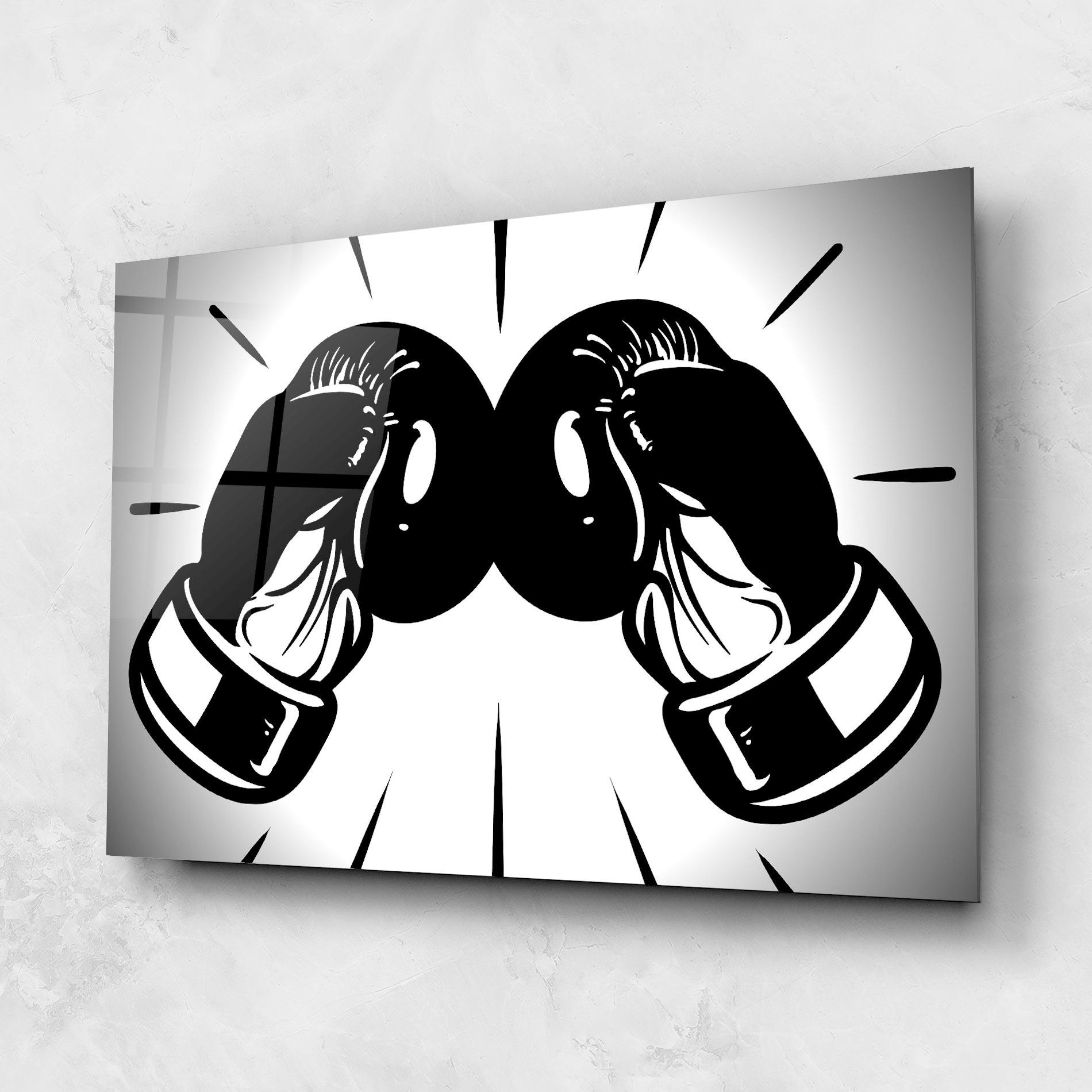 Tablou Sticla Boxing Gloves Line mockup 1