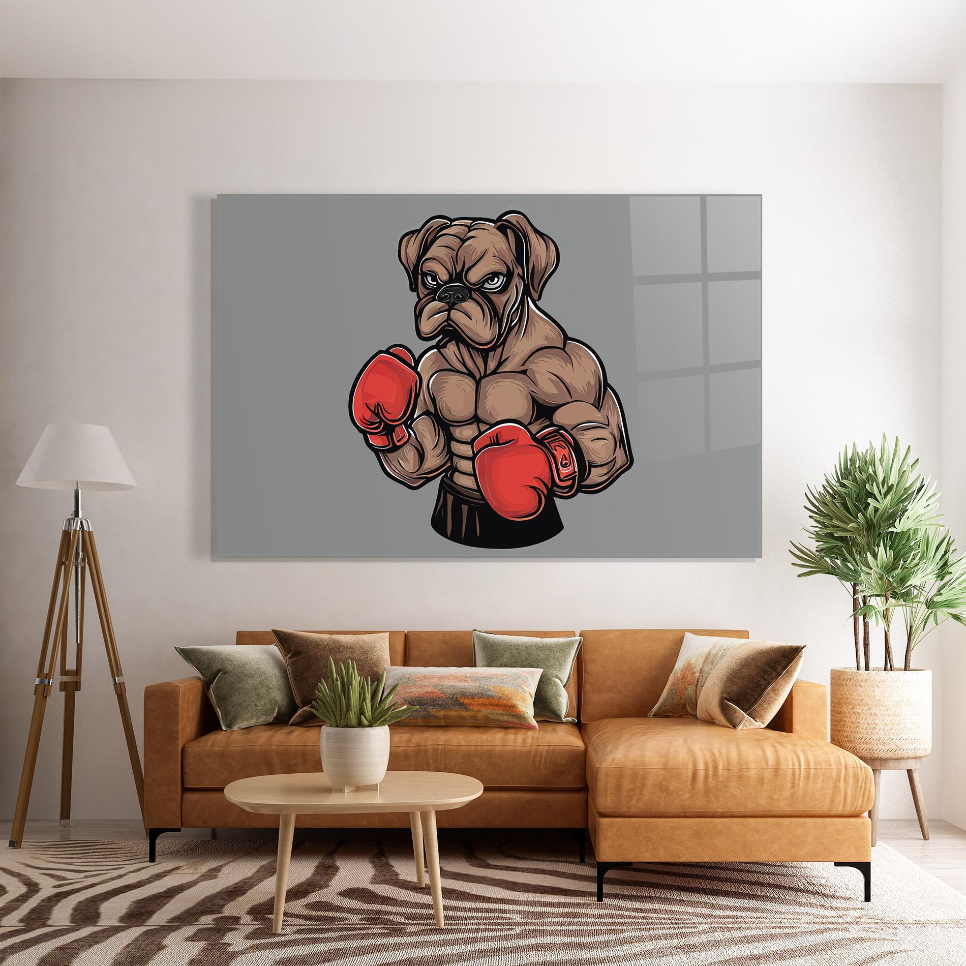 Tablou Sticla Boxer Dog mockup 7