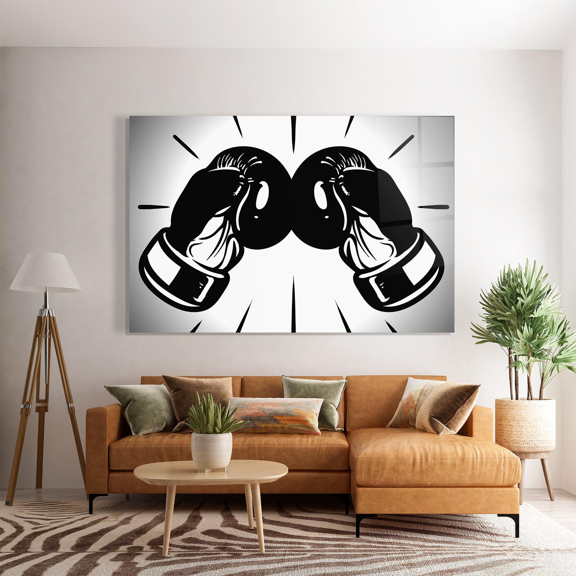 Tablou Sticla Boxing Gloves Line mockup 7
