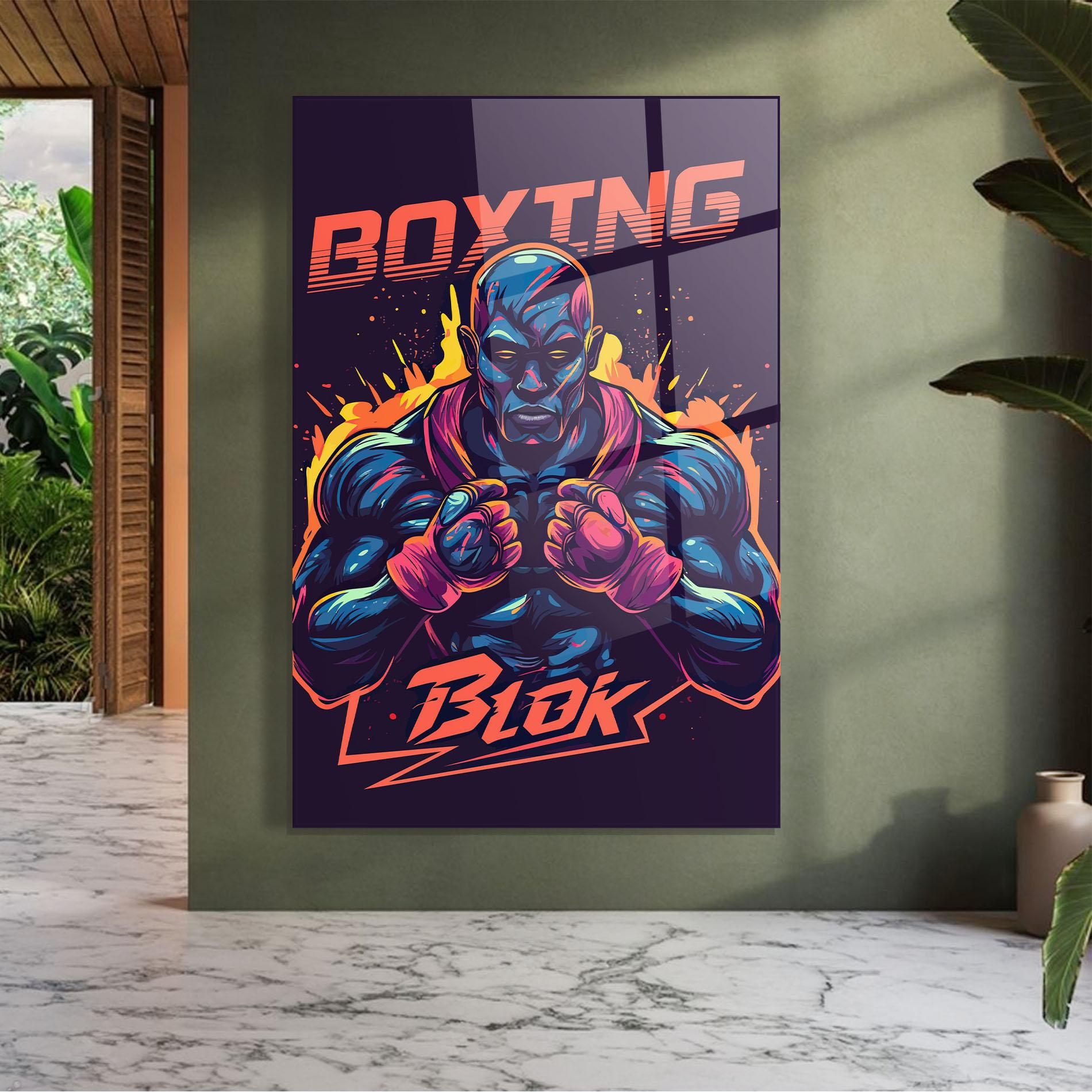 Tablou Sticla Boxing Blok mockup 7