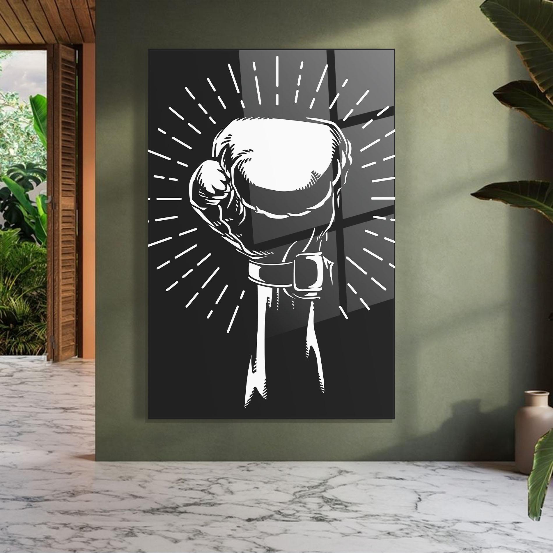 Tablou Sticla Grey Hand Boxing mockup 7