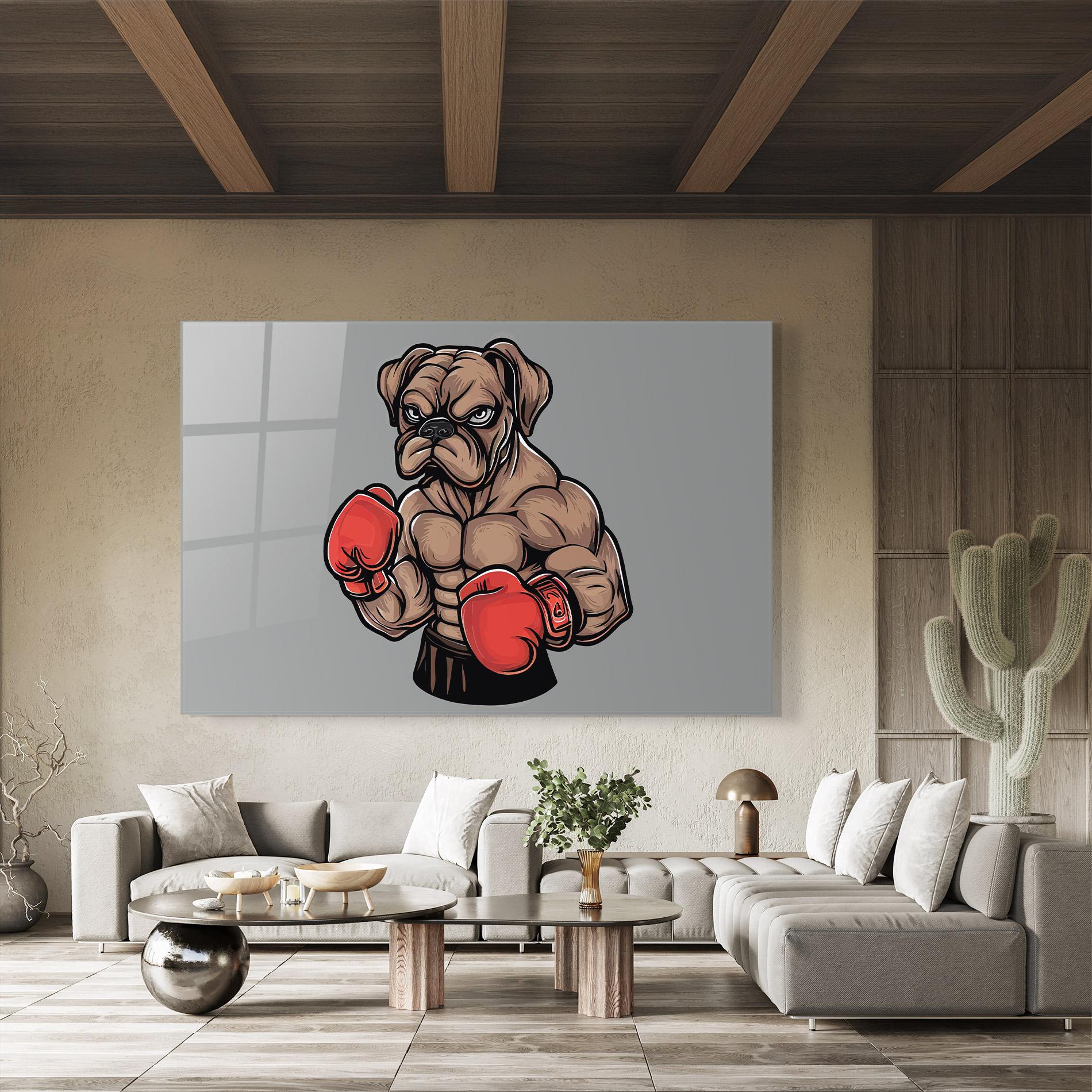 Tablou Sticla Boxer Dog mockup 8