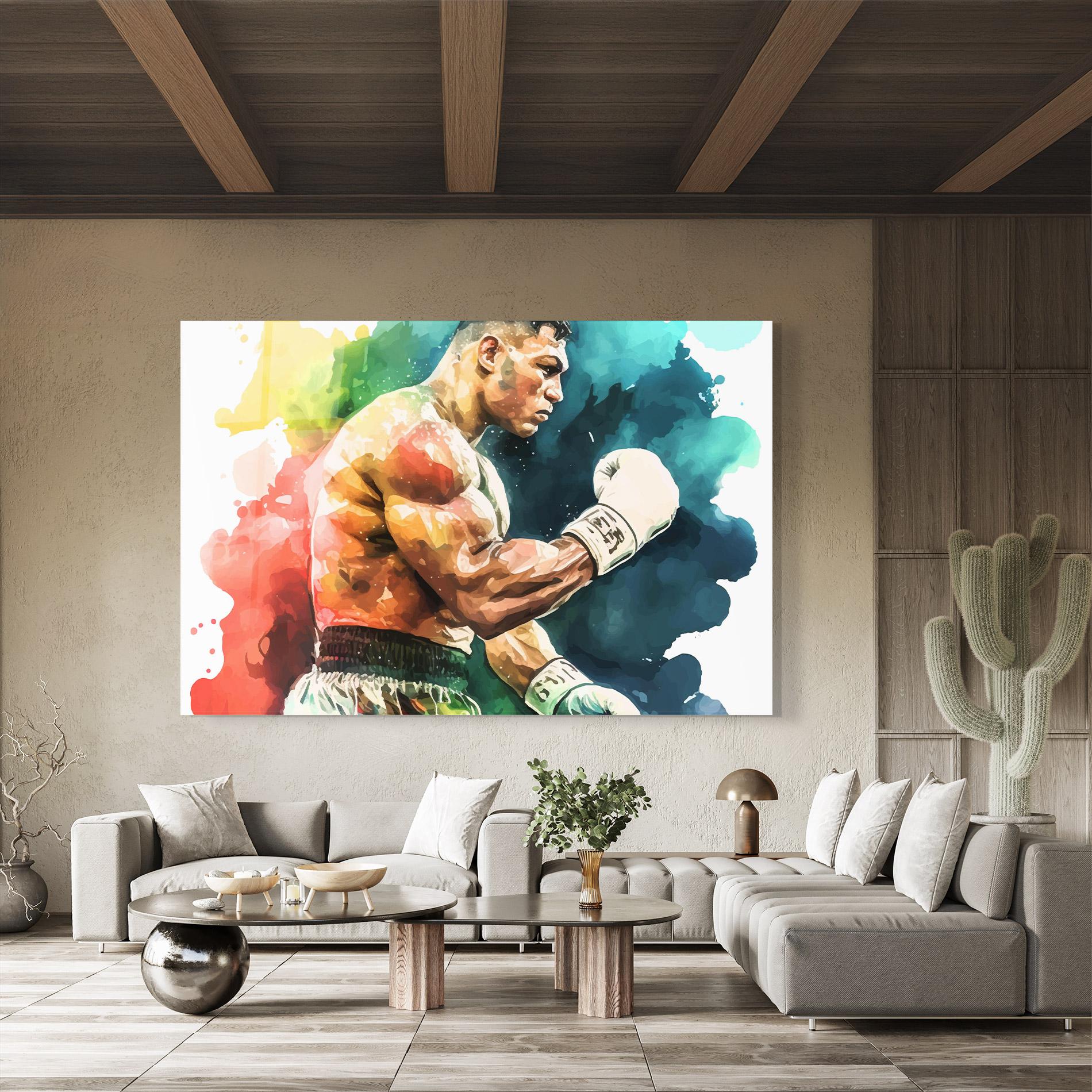 Tablou Sticla Boxing Blue Red mockup 8