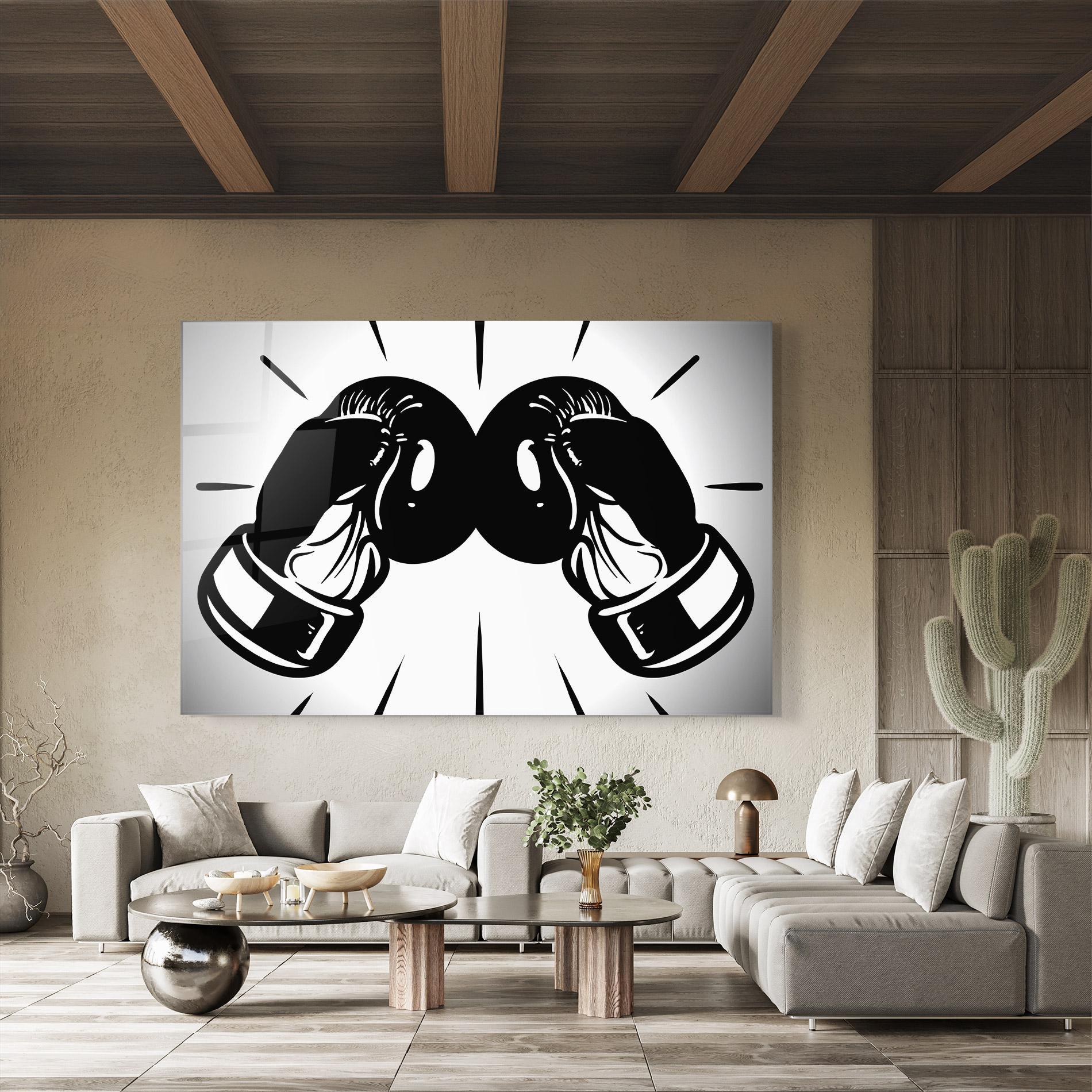 Tablou Sticla Boxing Gloves Line mockup 8