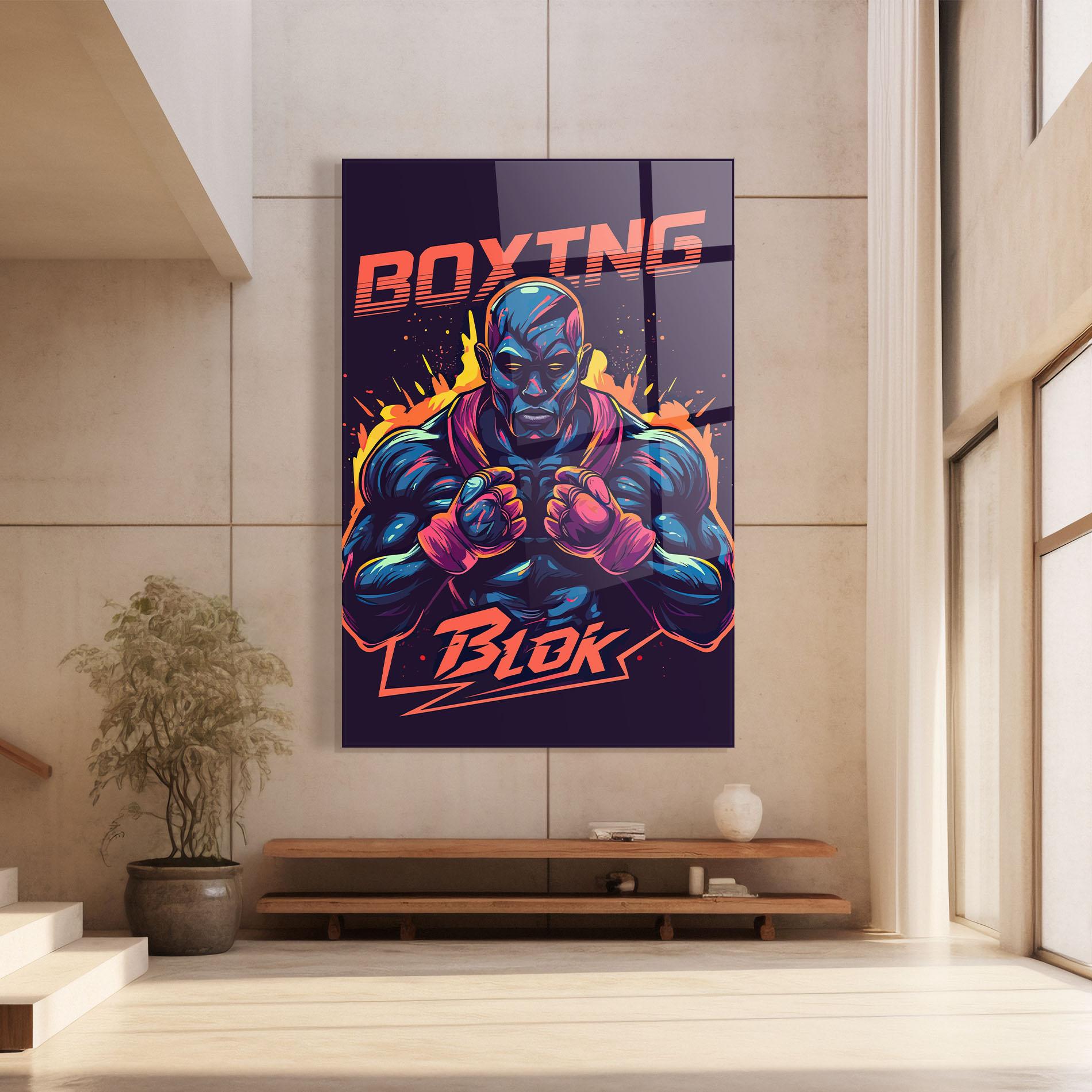 Tablou Sticla Boxing Blok mockup 8