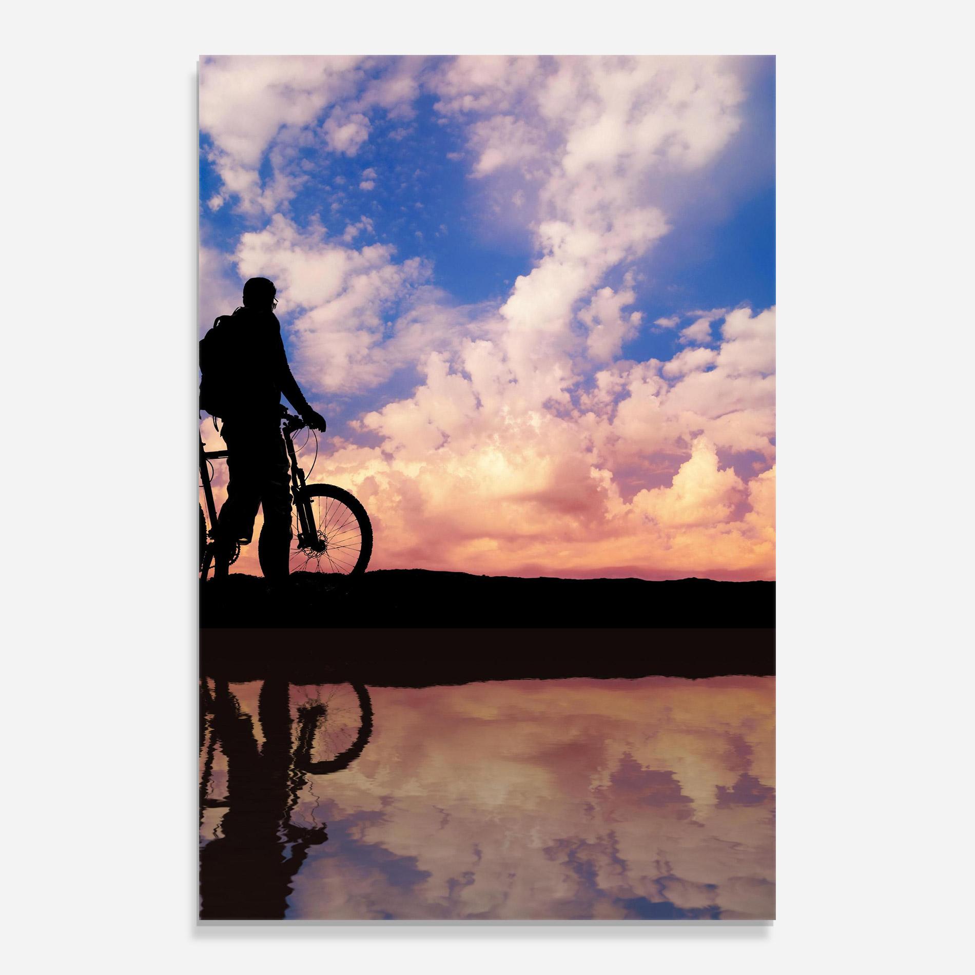 Tablou Sticla Bike Sunset mockup 0