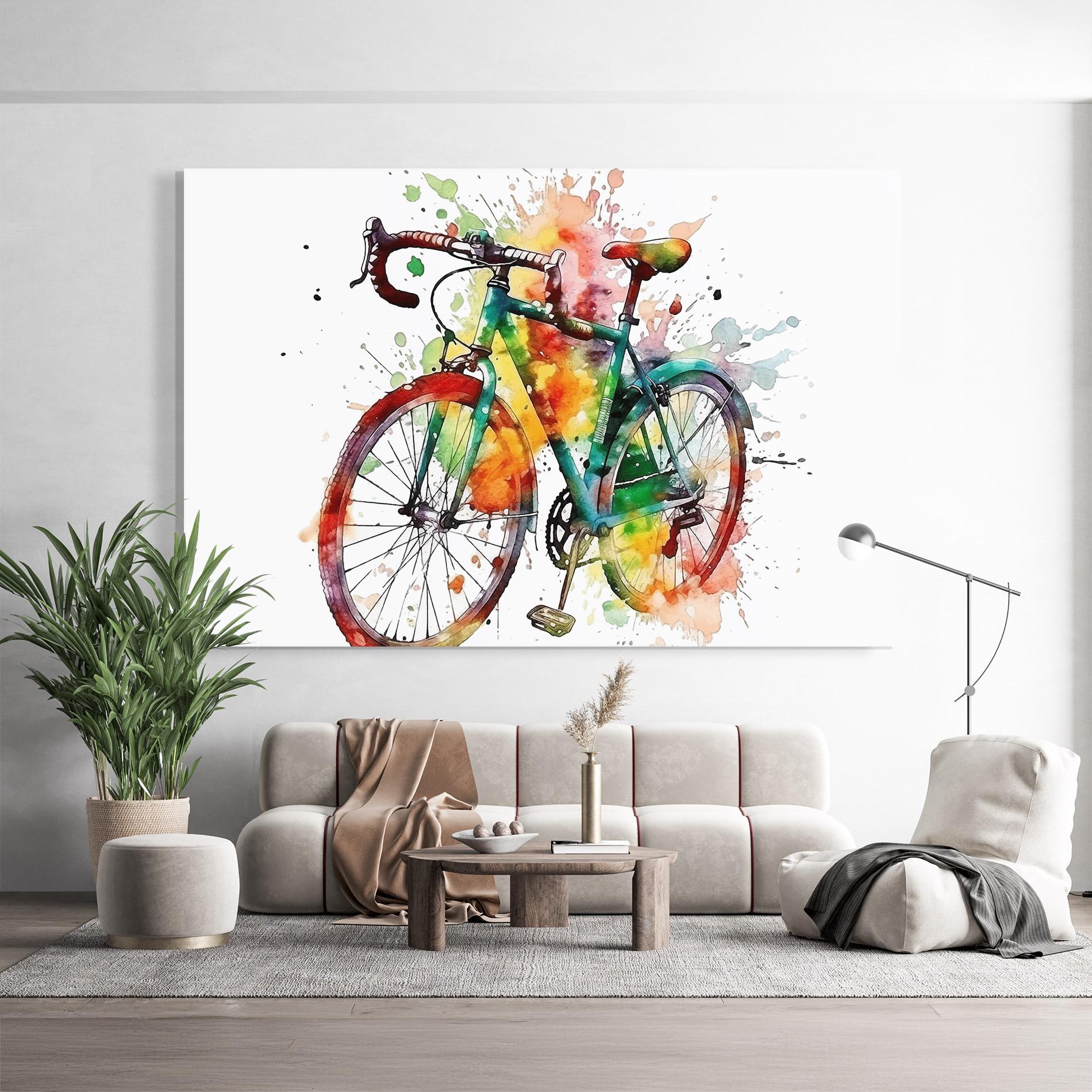 Tablou Sticla Bicycle Color Splash mockup 9