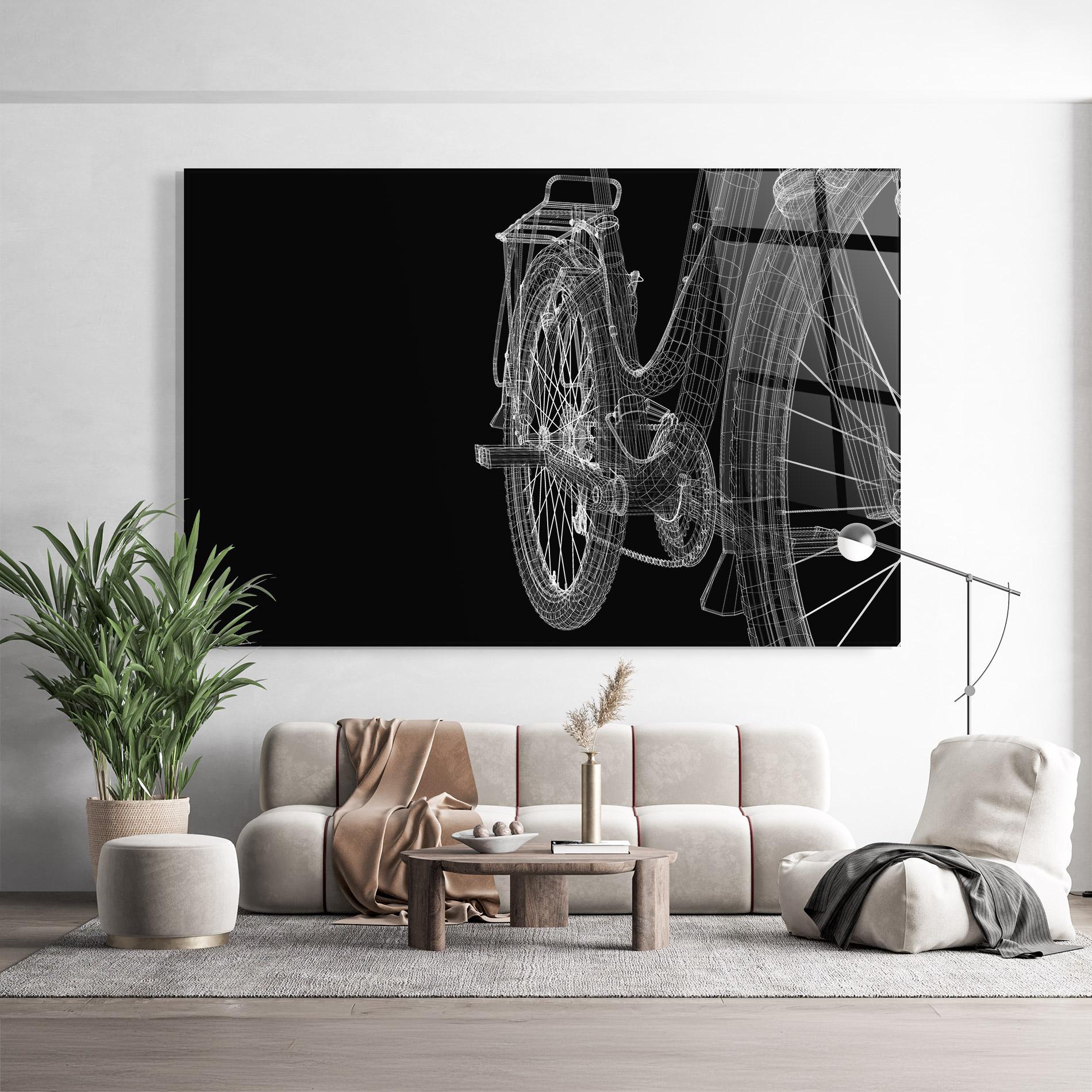 Tablou Sticla Bike Wire Model 3d mockup 9