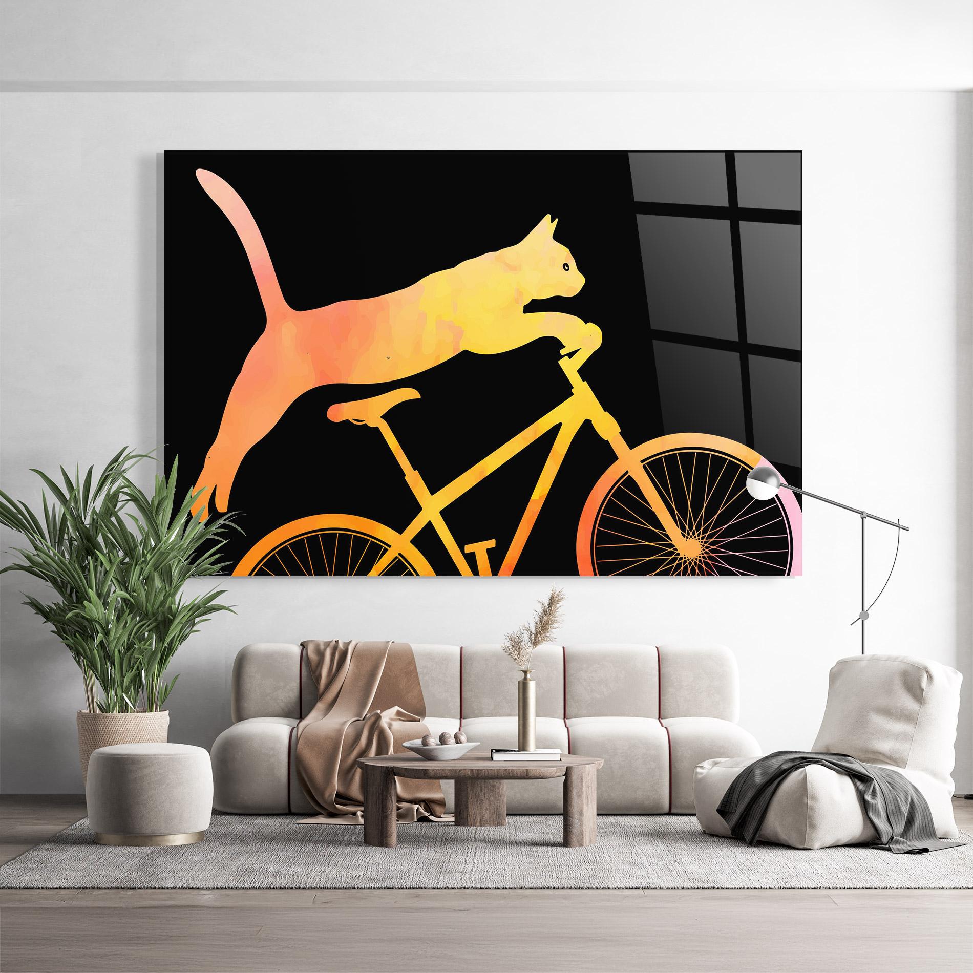 Tablou Sticla Cat Bike mockup 9