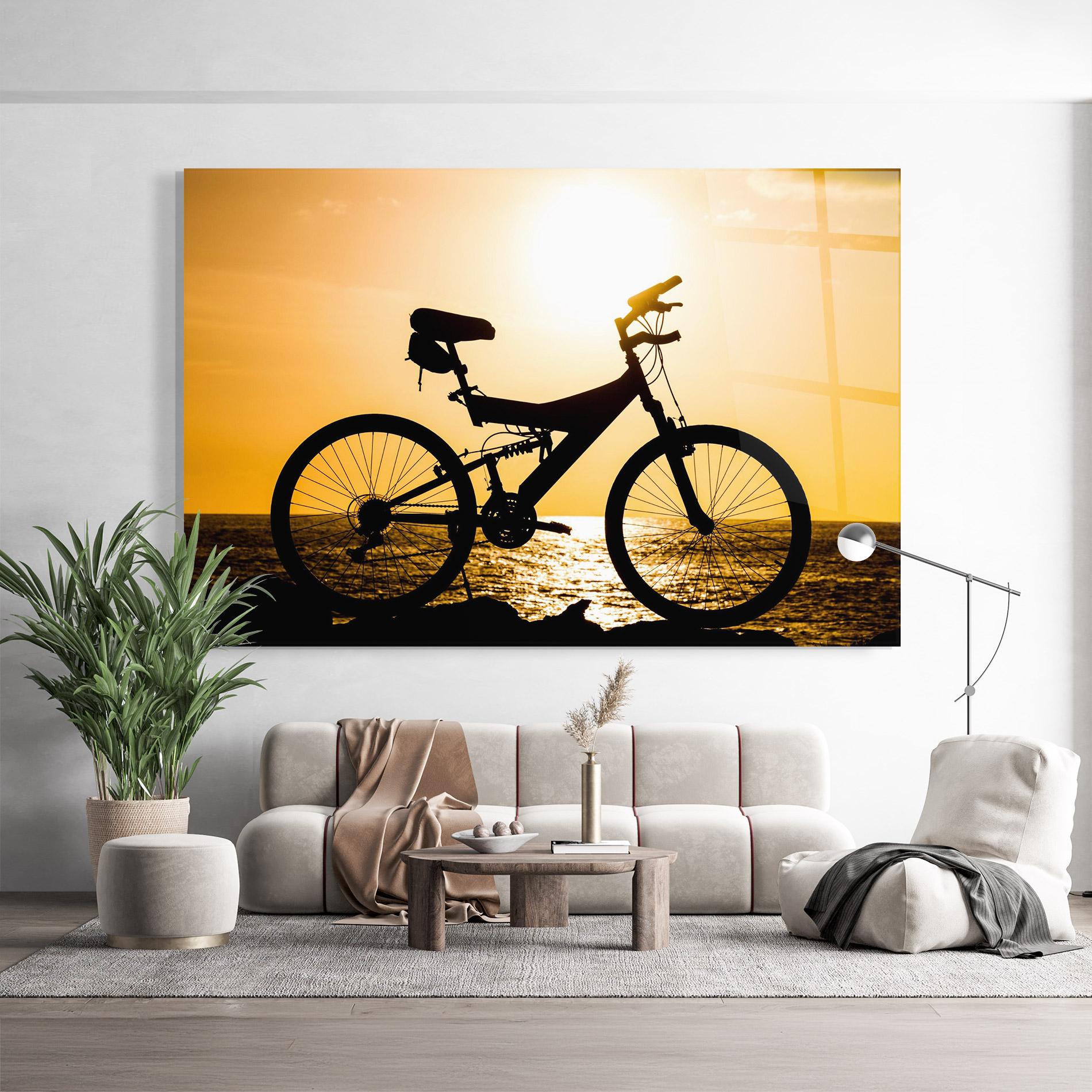 Tablou Sticla Cream Sky Bike mockup 9