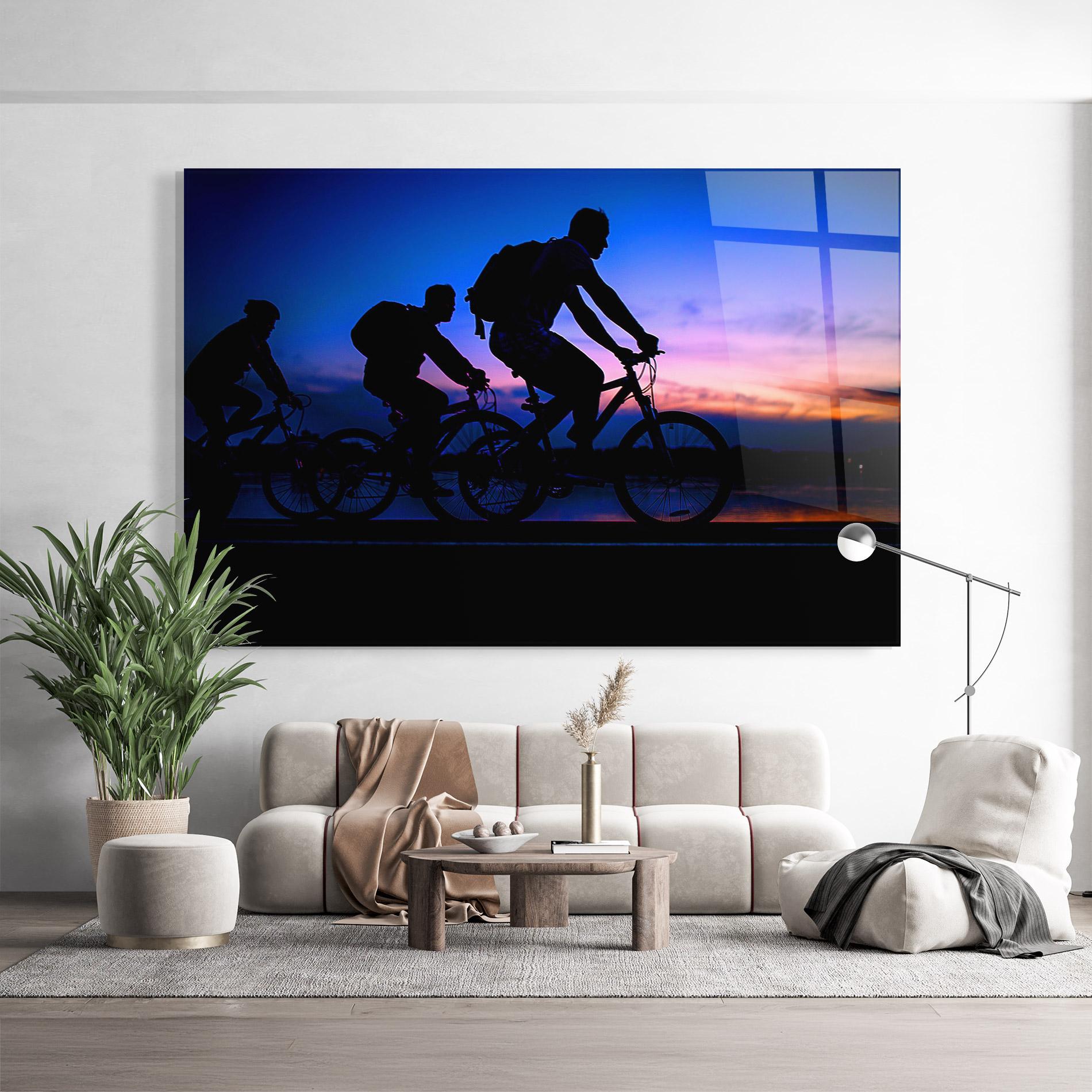 Tablou Sticla Dark Blue Sky Shilouette mockup 9