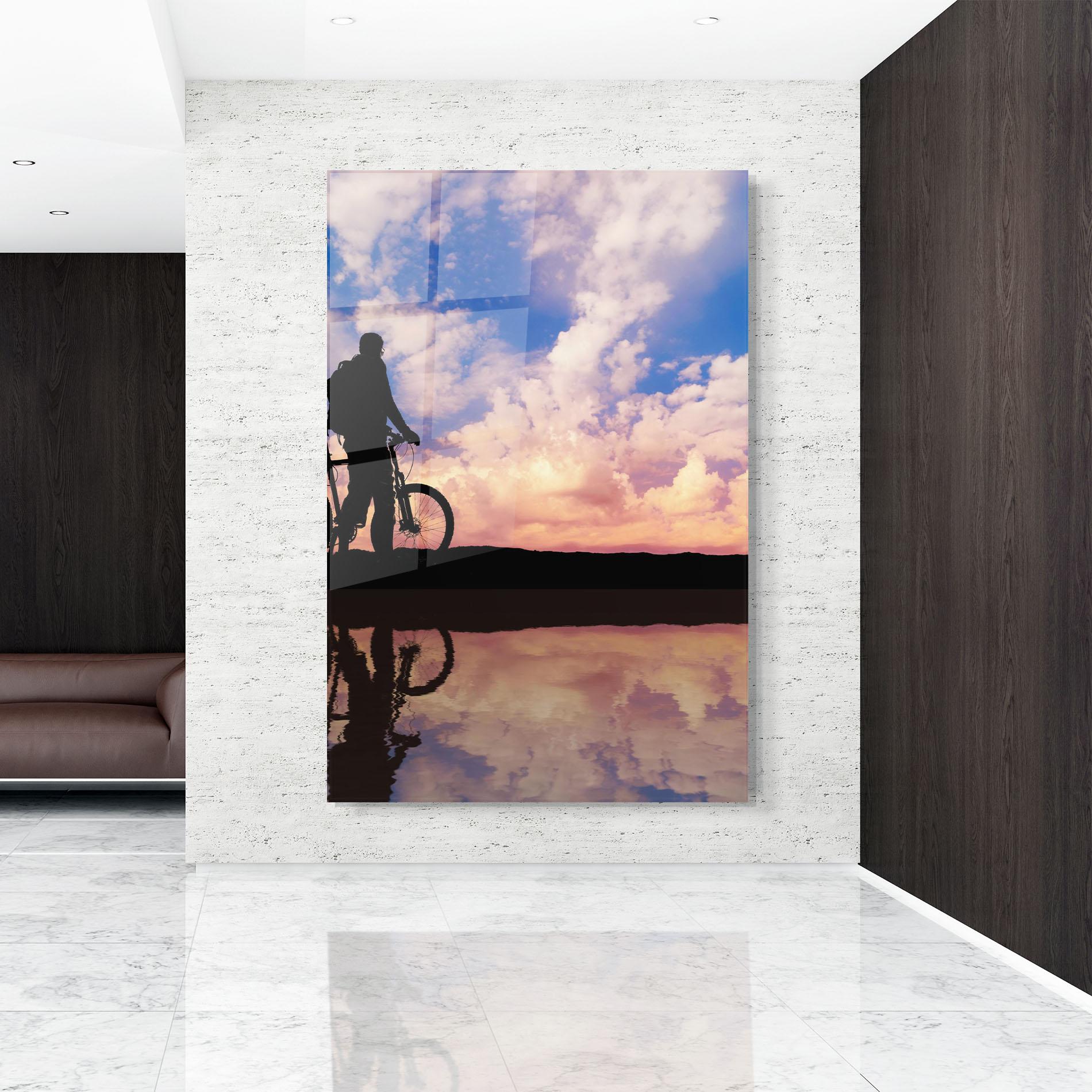 Tablou Sticla Bike Sunset mockup 9