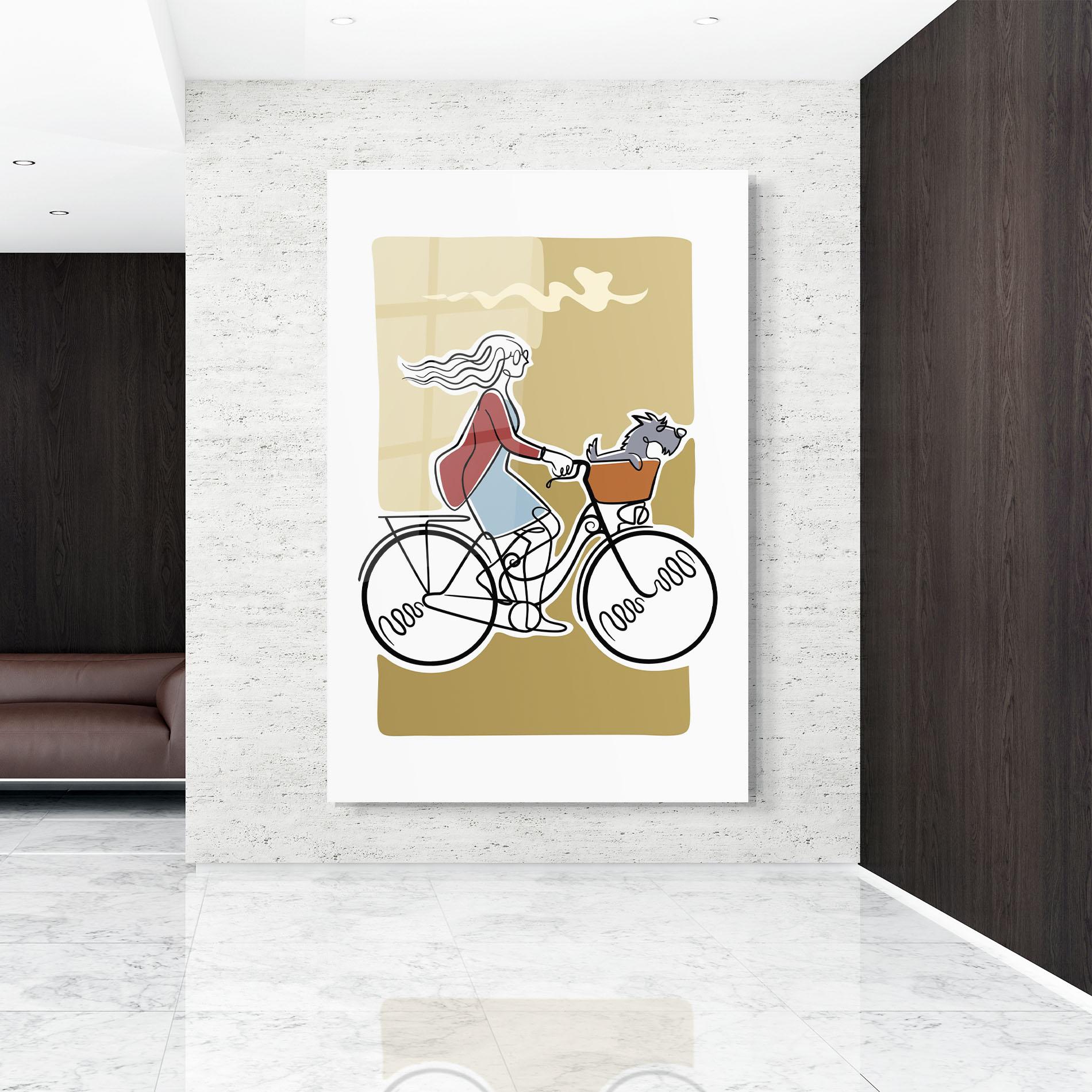 Tablou Sticla Dog On Bike mockup 9