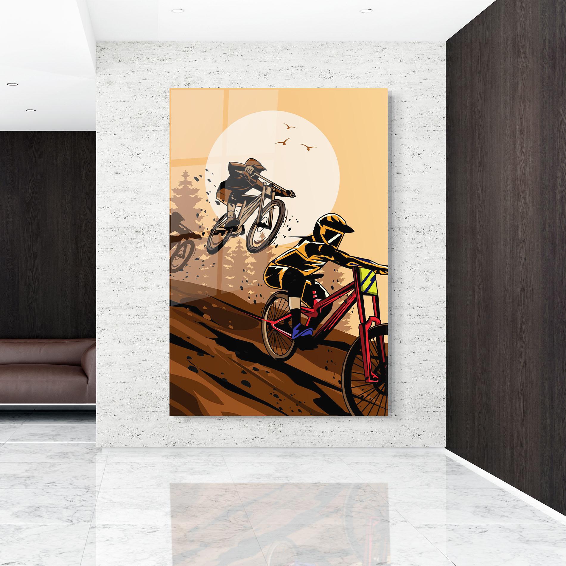 Tablou Sticla Downhill Bike mockup 9