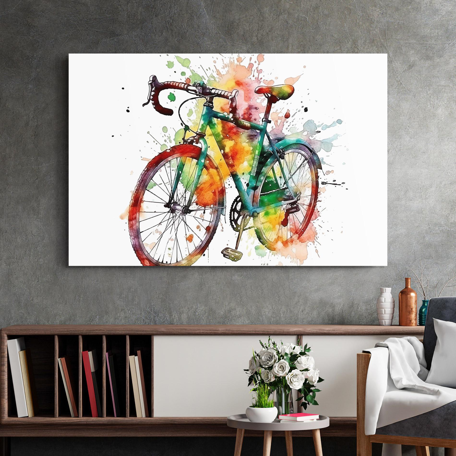 Tablou Sticla Bicycle Color Splash mockup 2