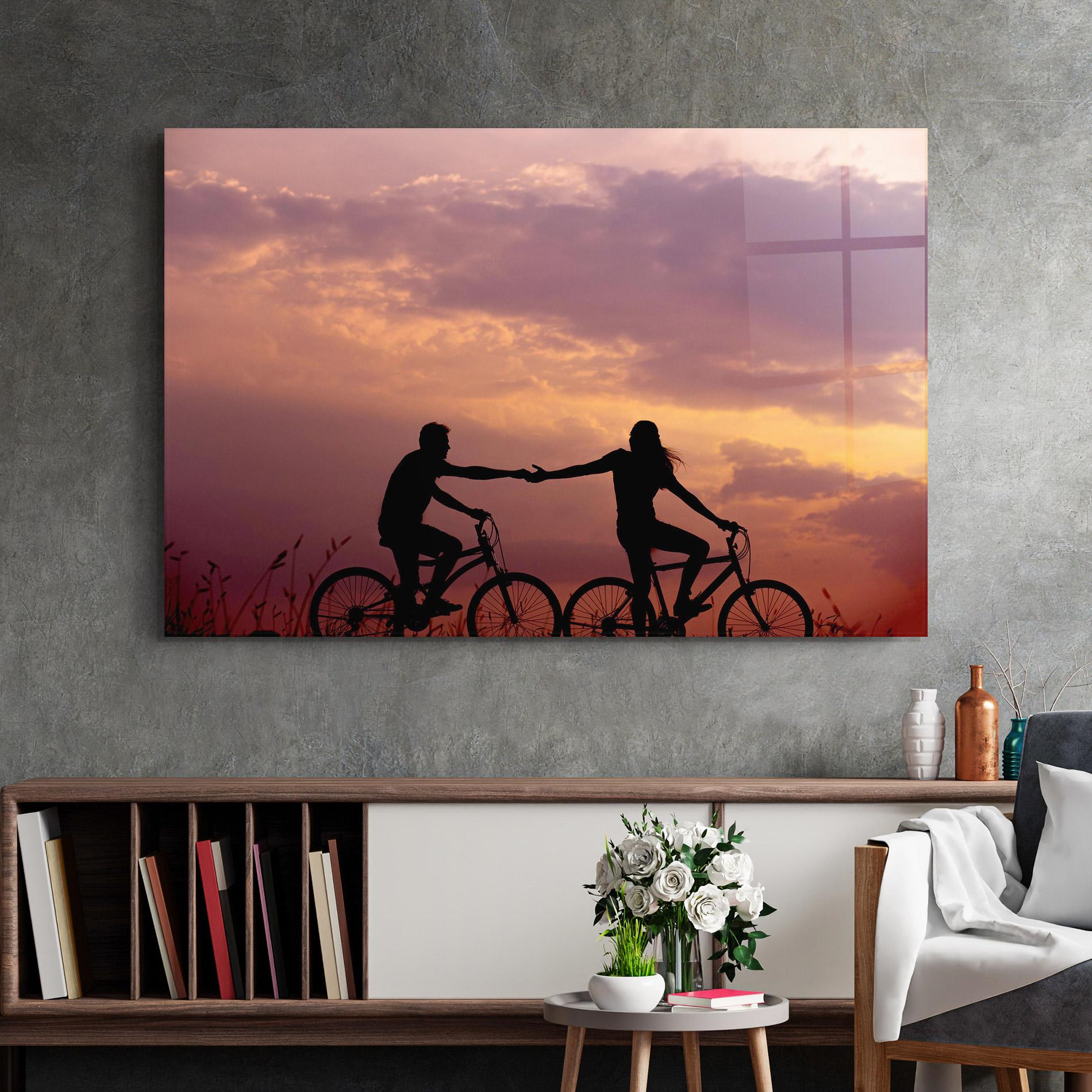 Tablou Sticla Bike Couple mockup 2
