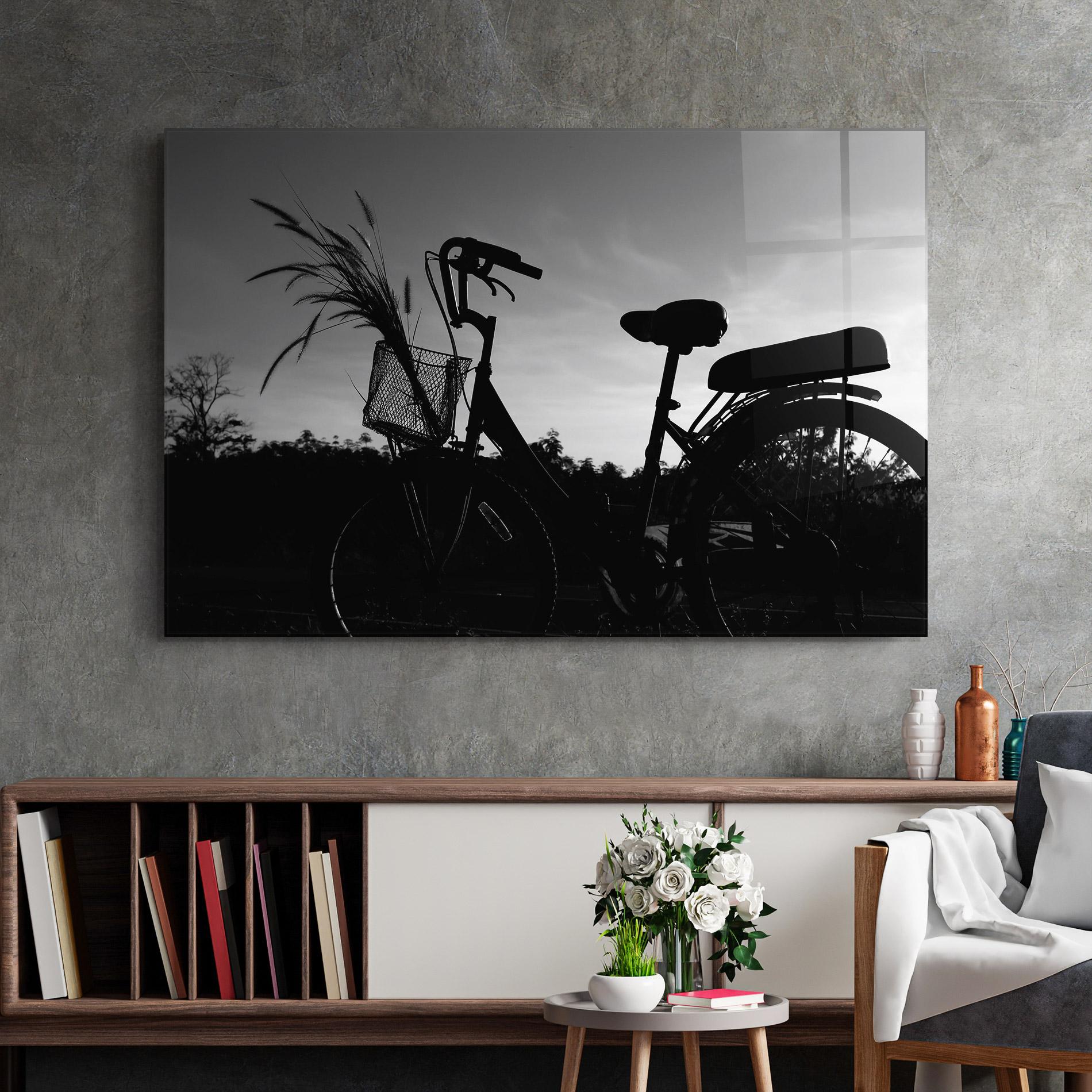 Tablou Sticla Black Bike Shilouette mockup 2