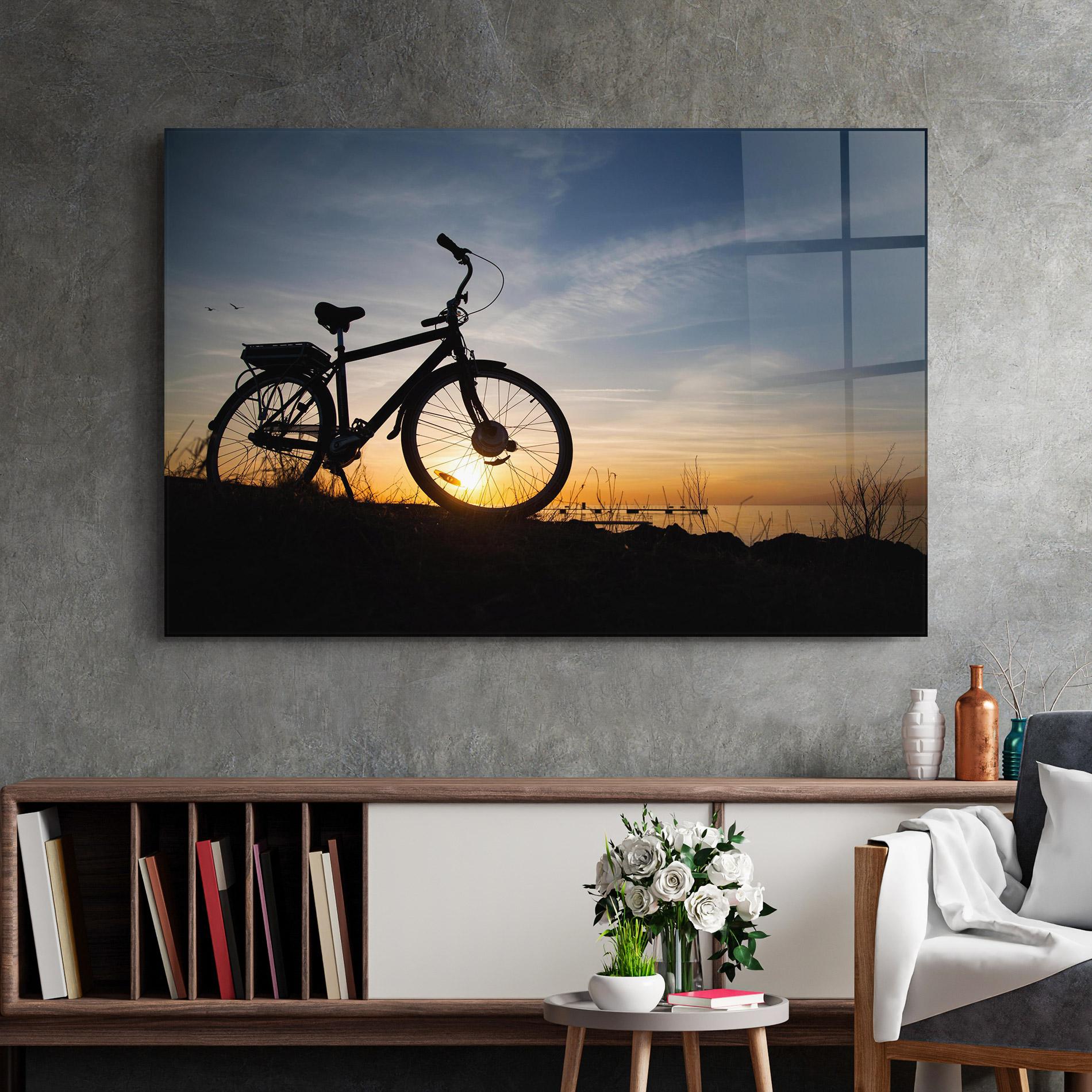 Tablou Sticla Blue Sky Bike mockup 2