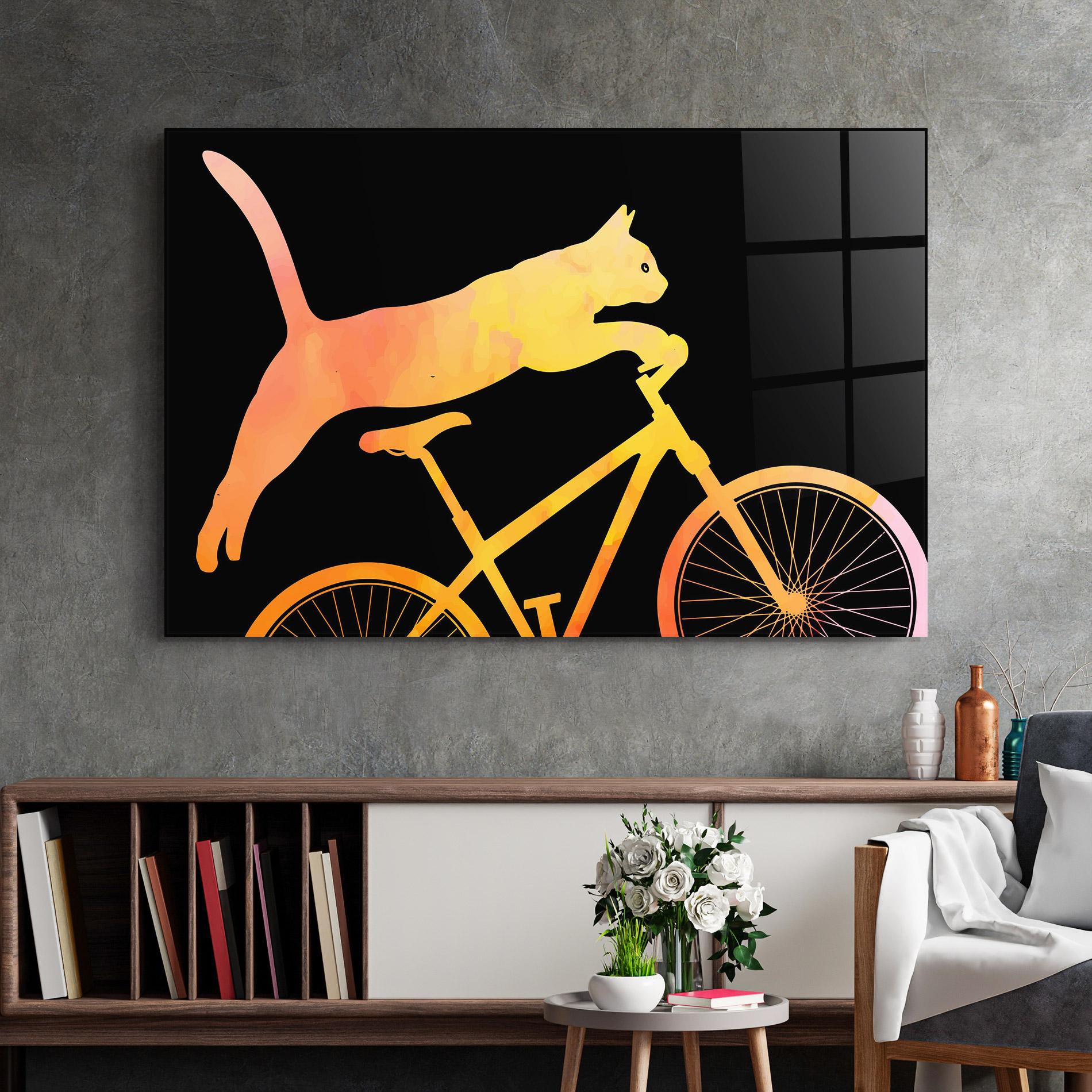 Tablou Sticla Cat Bike mockup 2