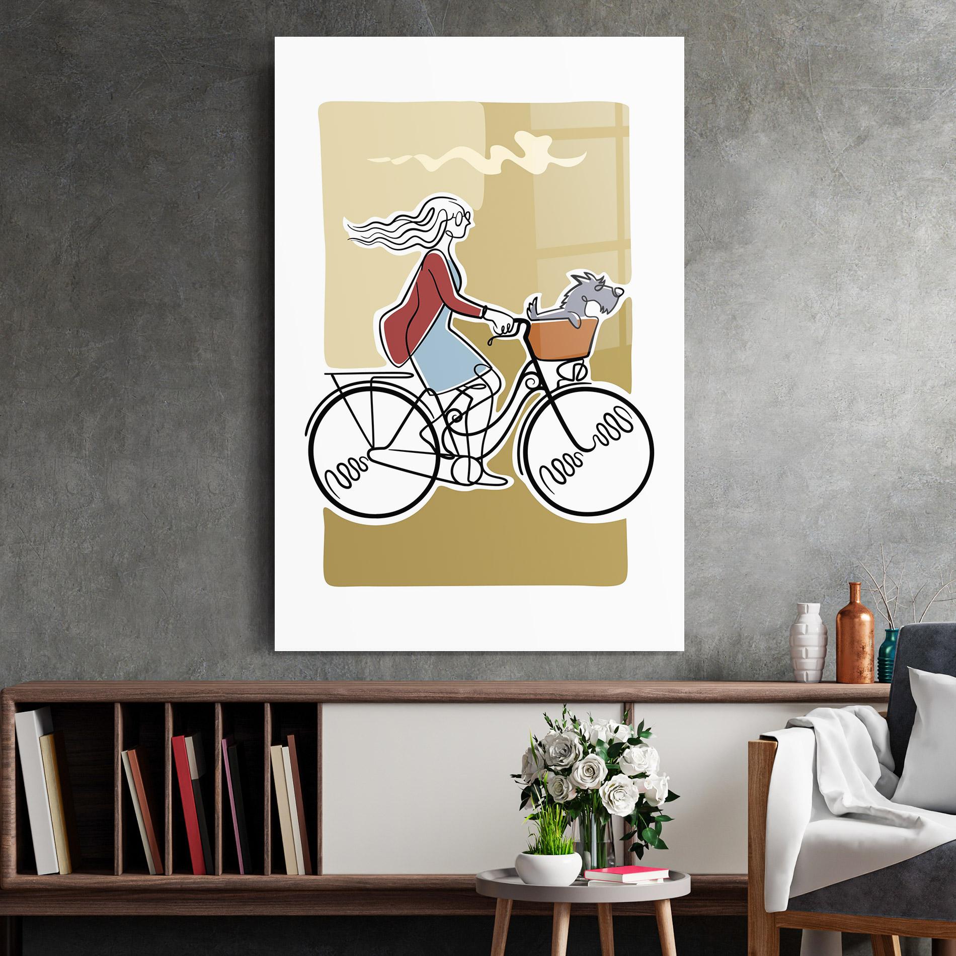 Tablou Sticla Dog On Bike mockup 2