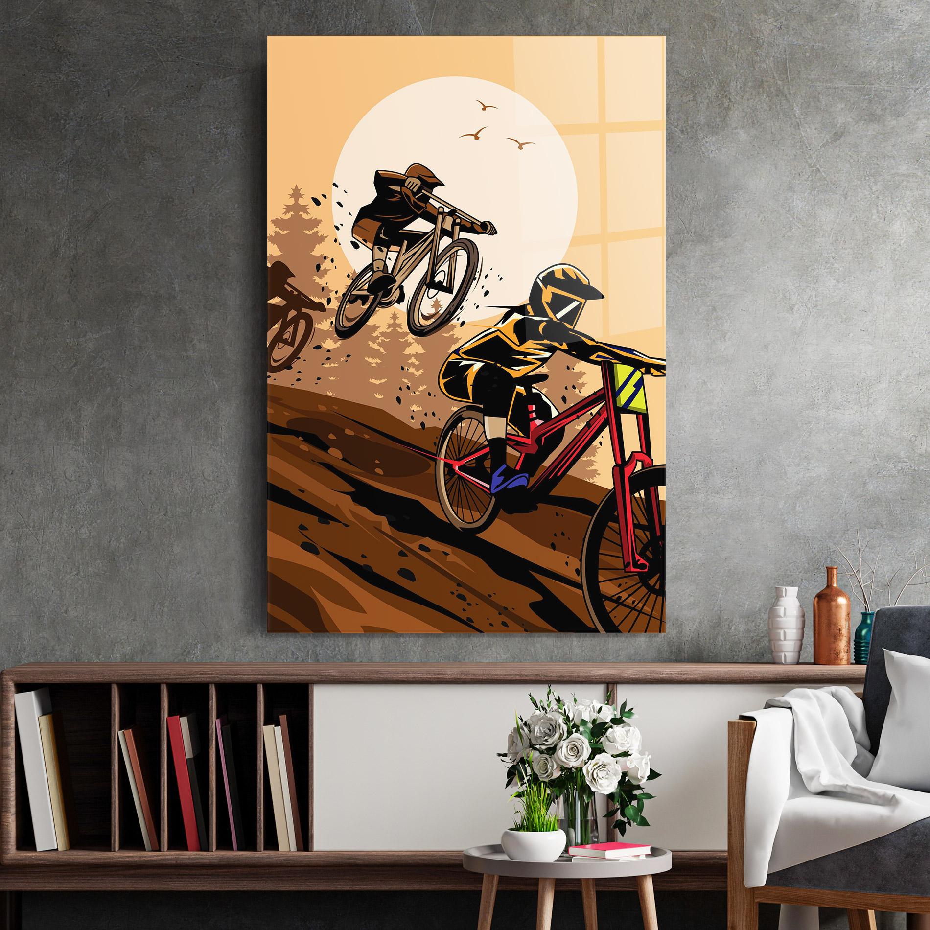 Tablou Sticla Downhill Bike mockup 2