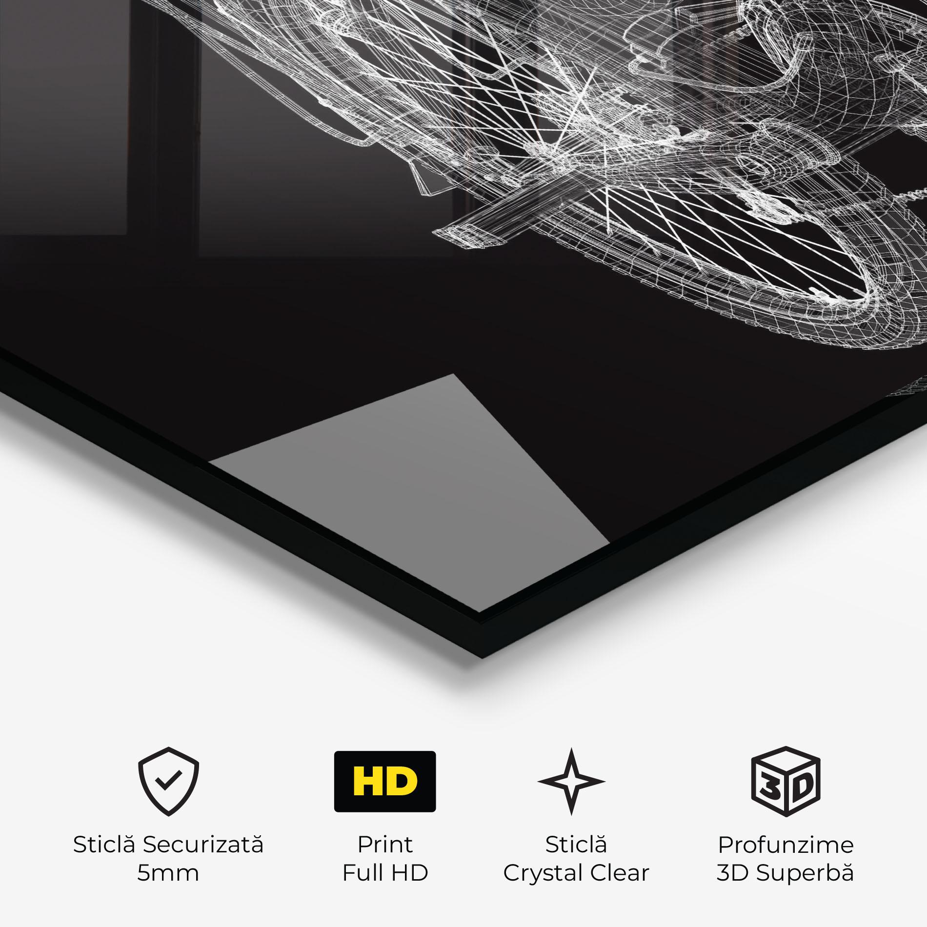 Tablou Sticla Bike Wire Model 3d mockup 3