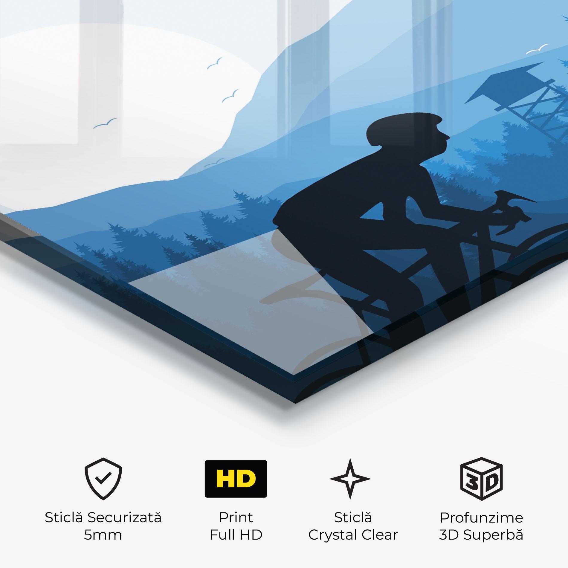 Tablou Sticla Blue Light Bike mockup 3