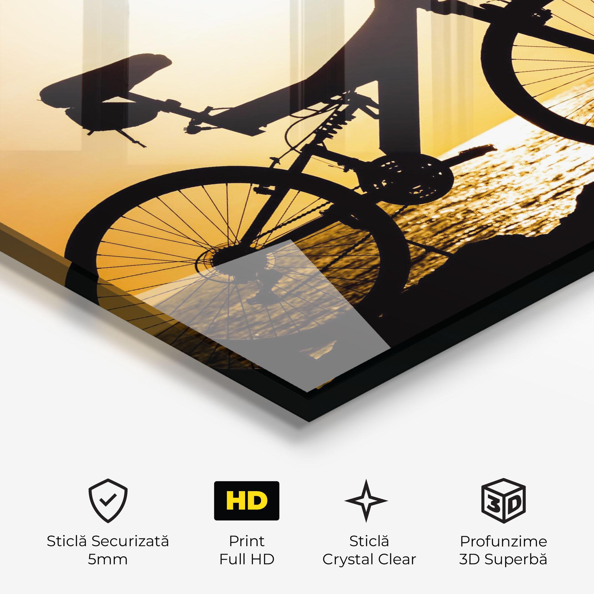 Tablou Sticla Cream Sky Bike mockup 3