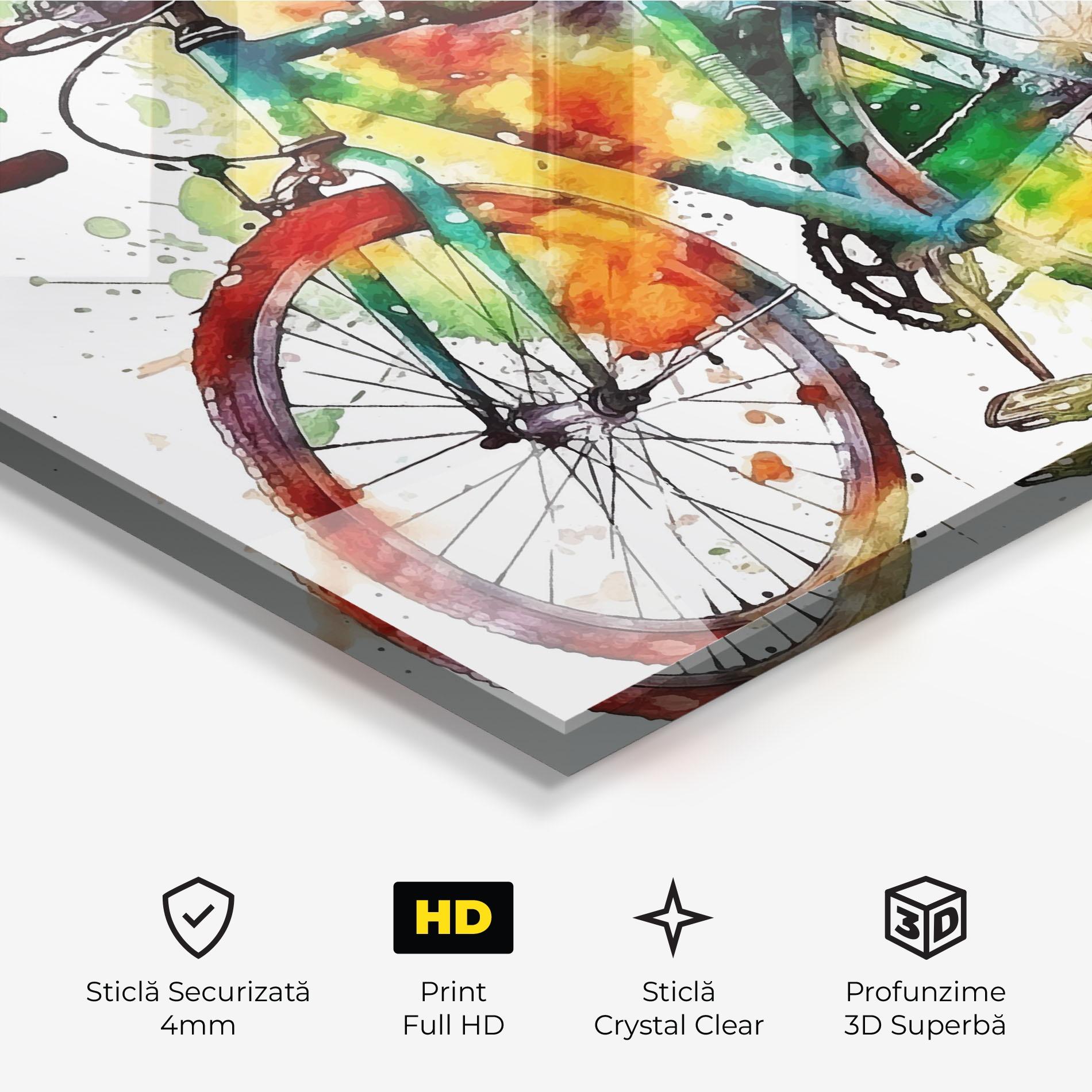 Tablou Sticla Bicycle Color Splash mockup 3