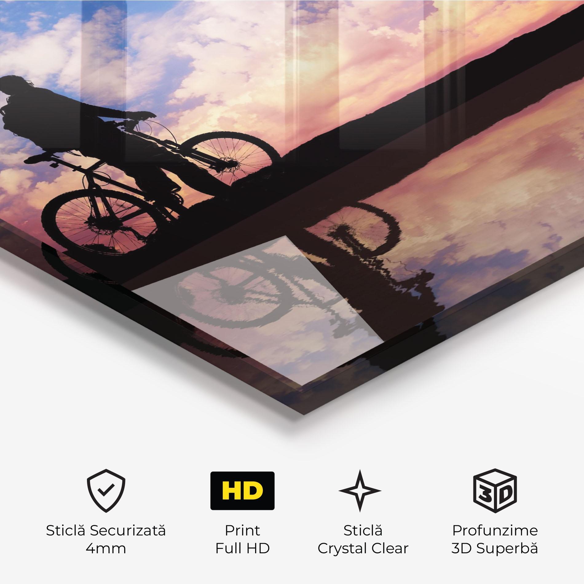 Tablou Sticla Bike Sunset mockup 3