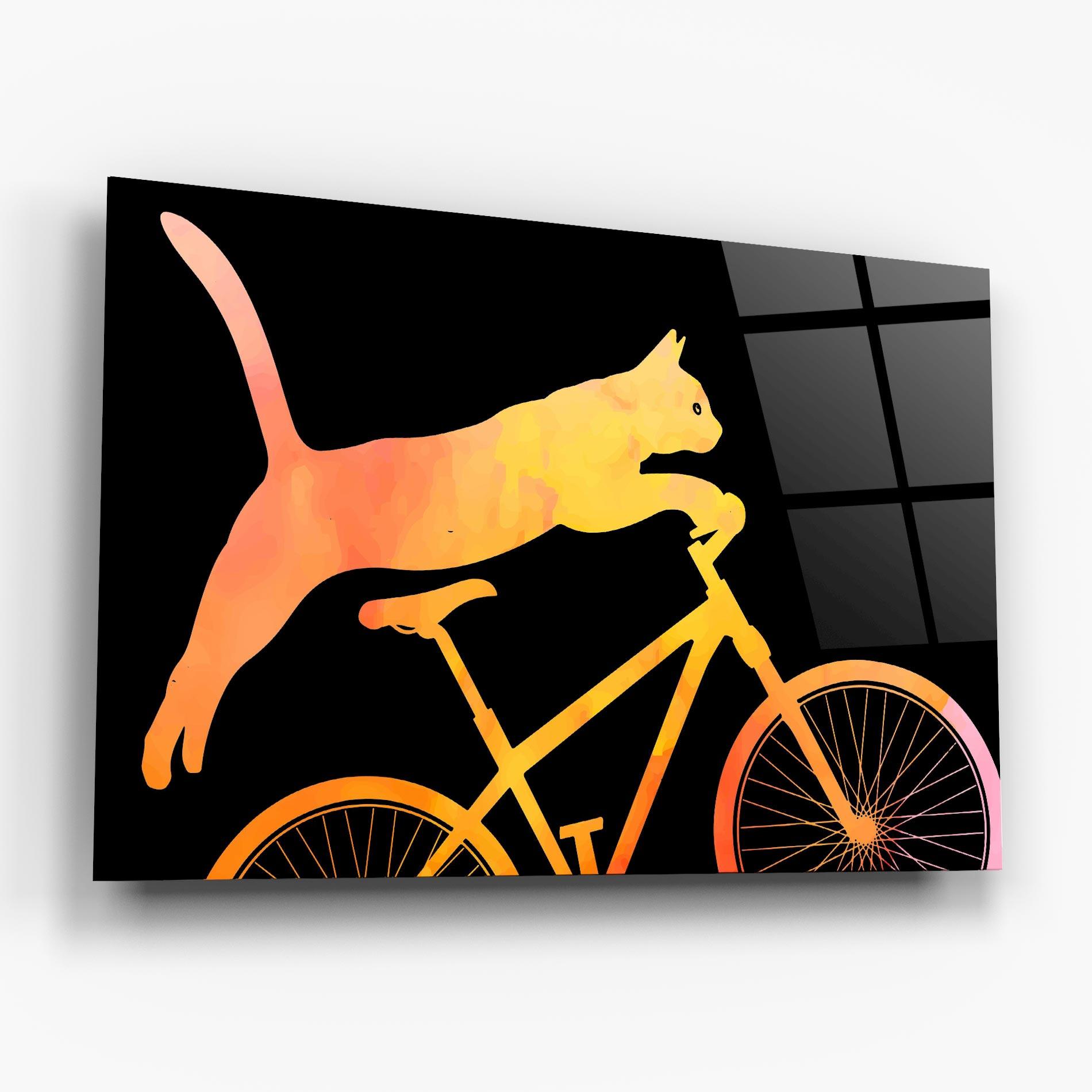 Tablou Sticla Cat Bike mockup 6