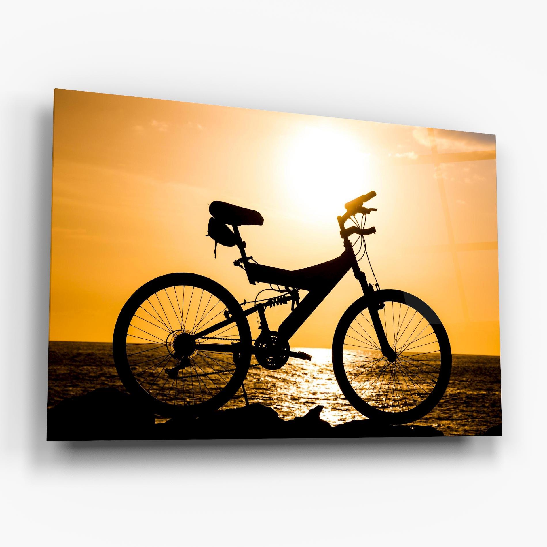 Tablou Sticla Cream Sky Bike mockup 6