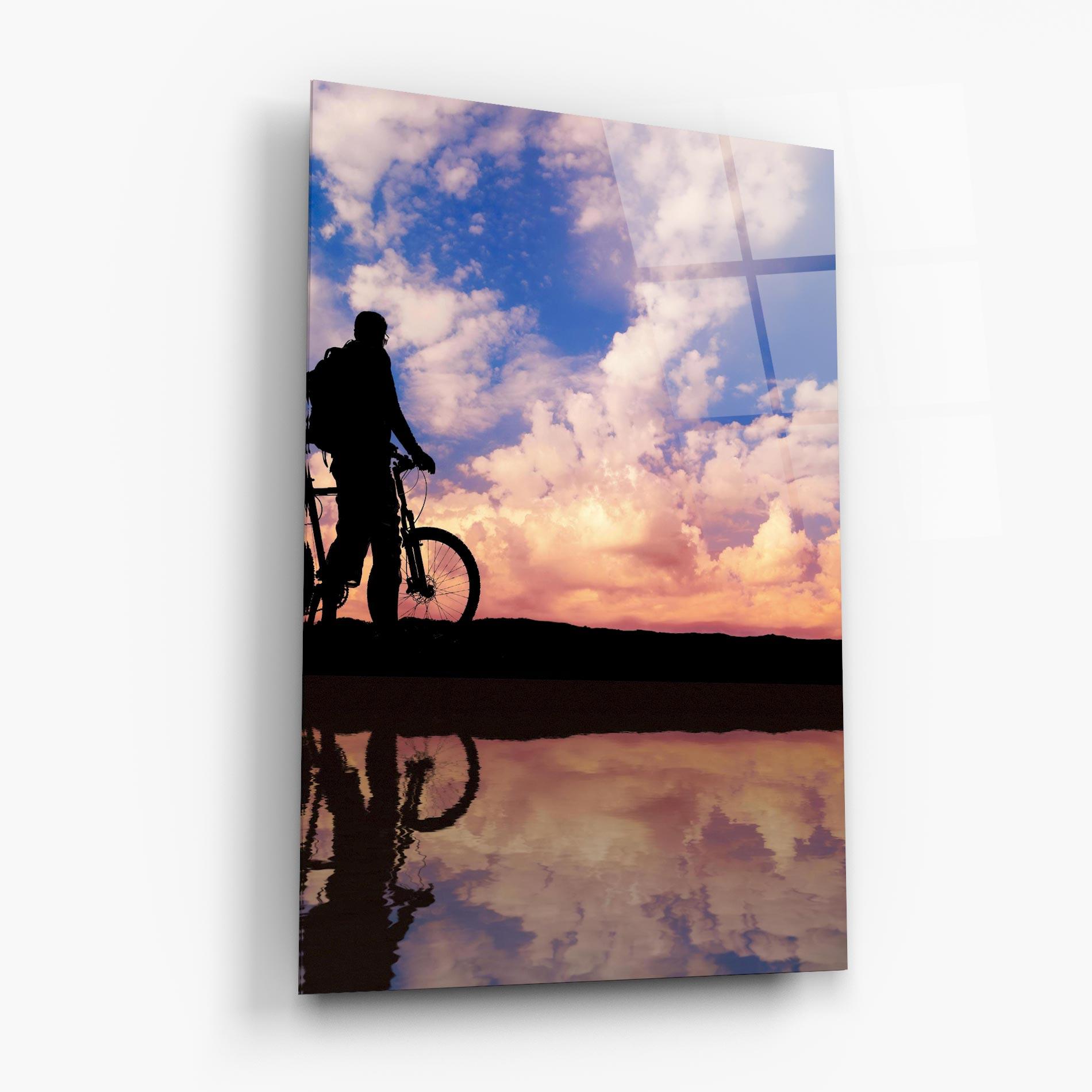 Tablou Sticla Bike Sunset mockup 6