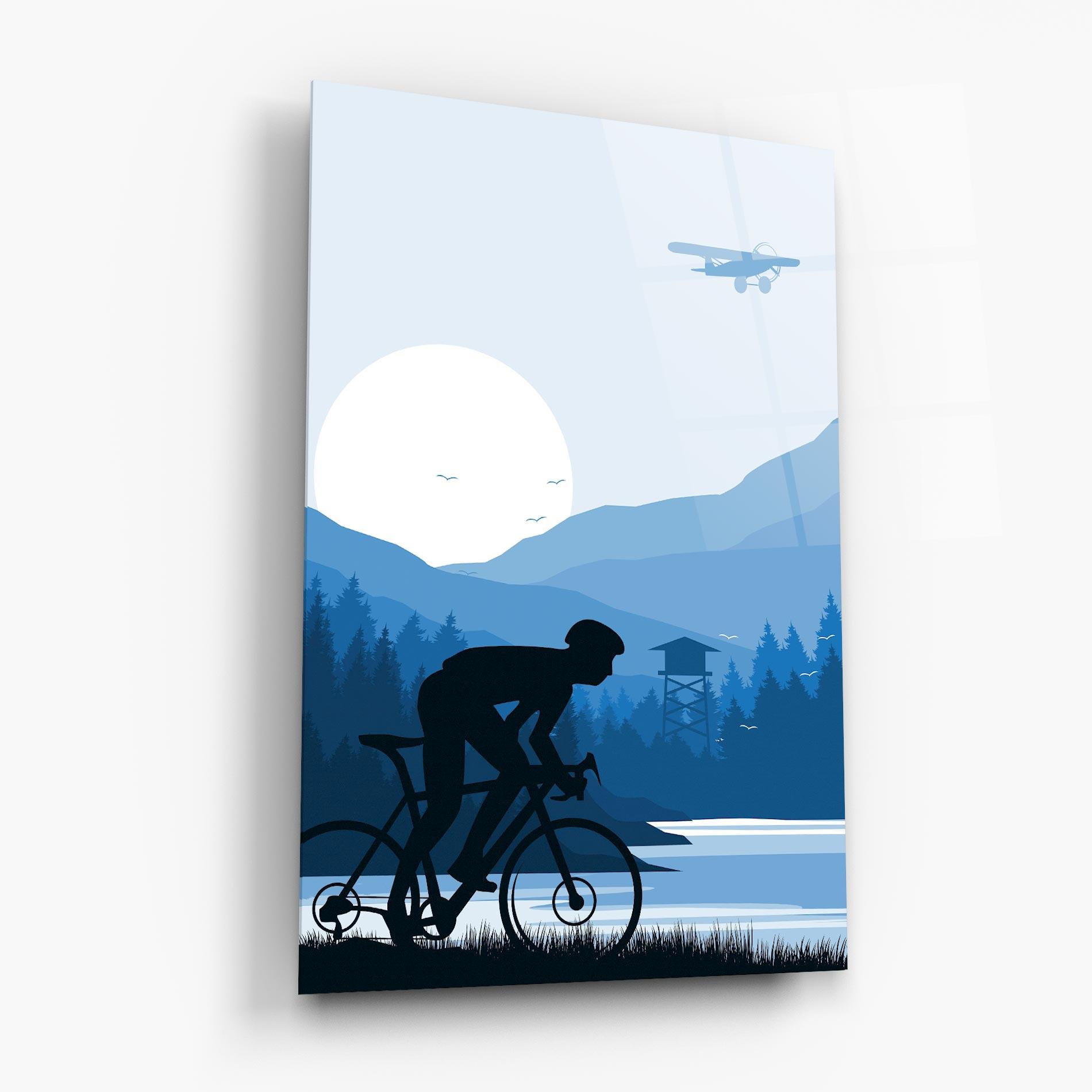 Tablou Sticla Blue Light Bike mockup 6