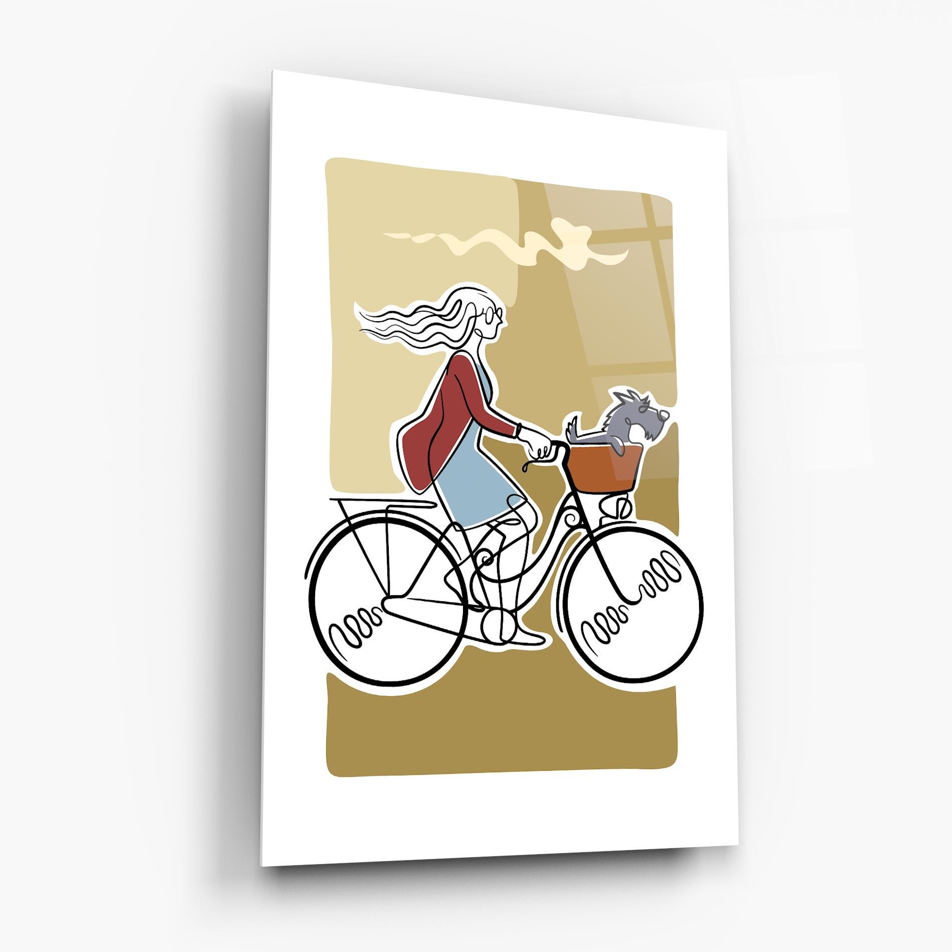 Tablou Sticla Dog On Bike mockup 6